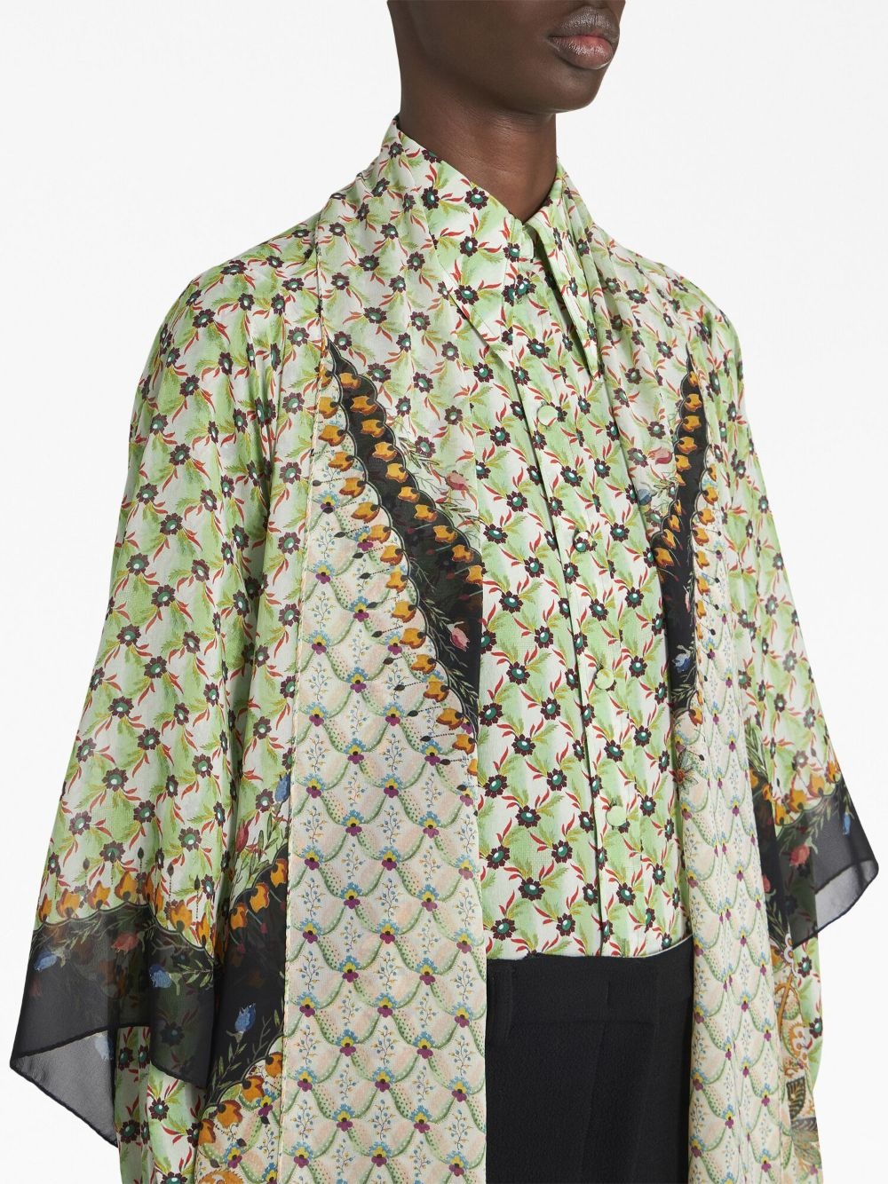 floral-print silk shrug shawl - 4