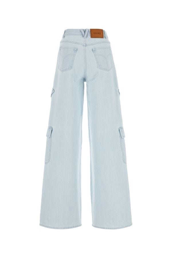 Versace Woman Light Blue Denim Cargo Jeans - 2