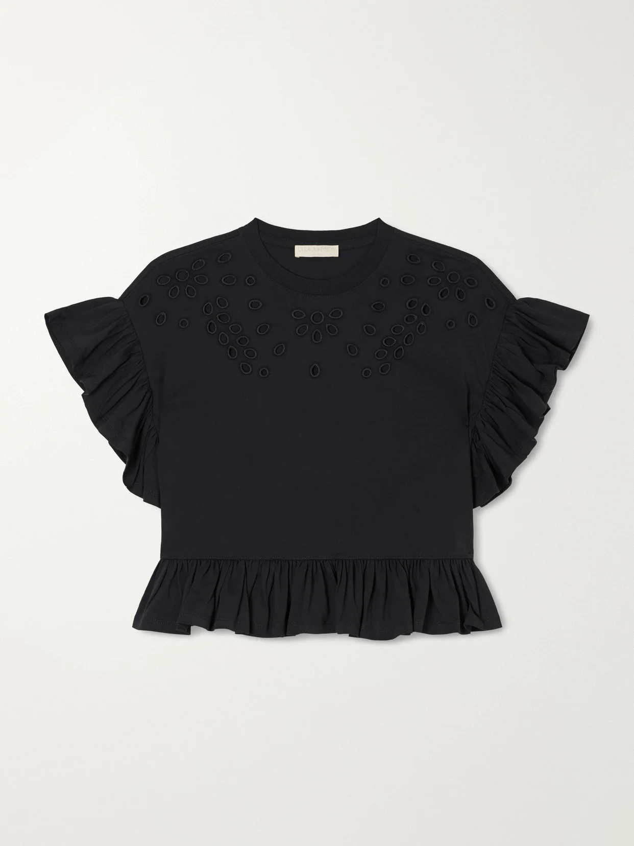 Mariana Ruffled Broderie Anglaise Organic Cotton-jersey Blouse - 1