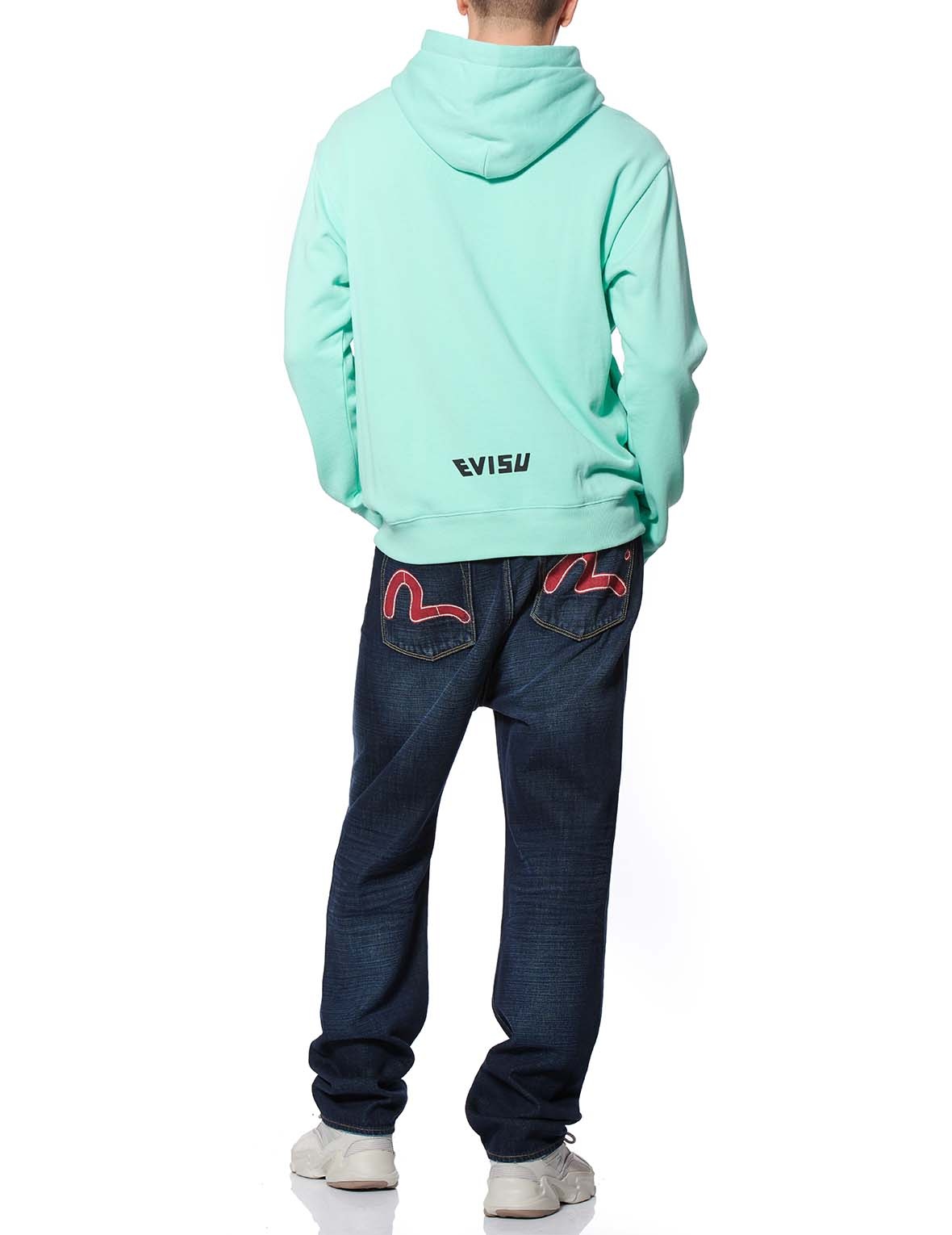EVISU GIANT PRINTED LOOSE-FIT MINT GREEN HOODIE - 6