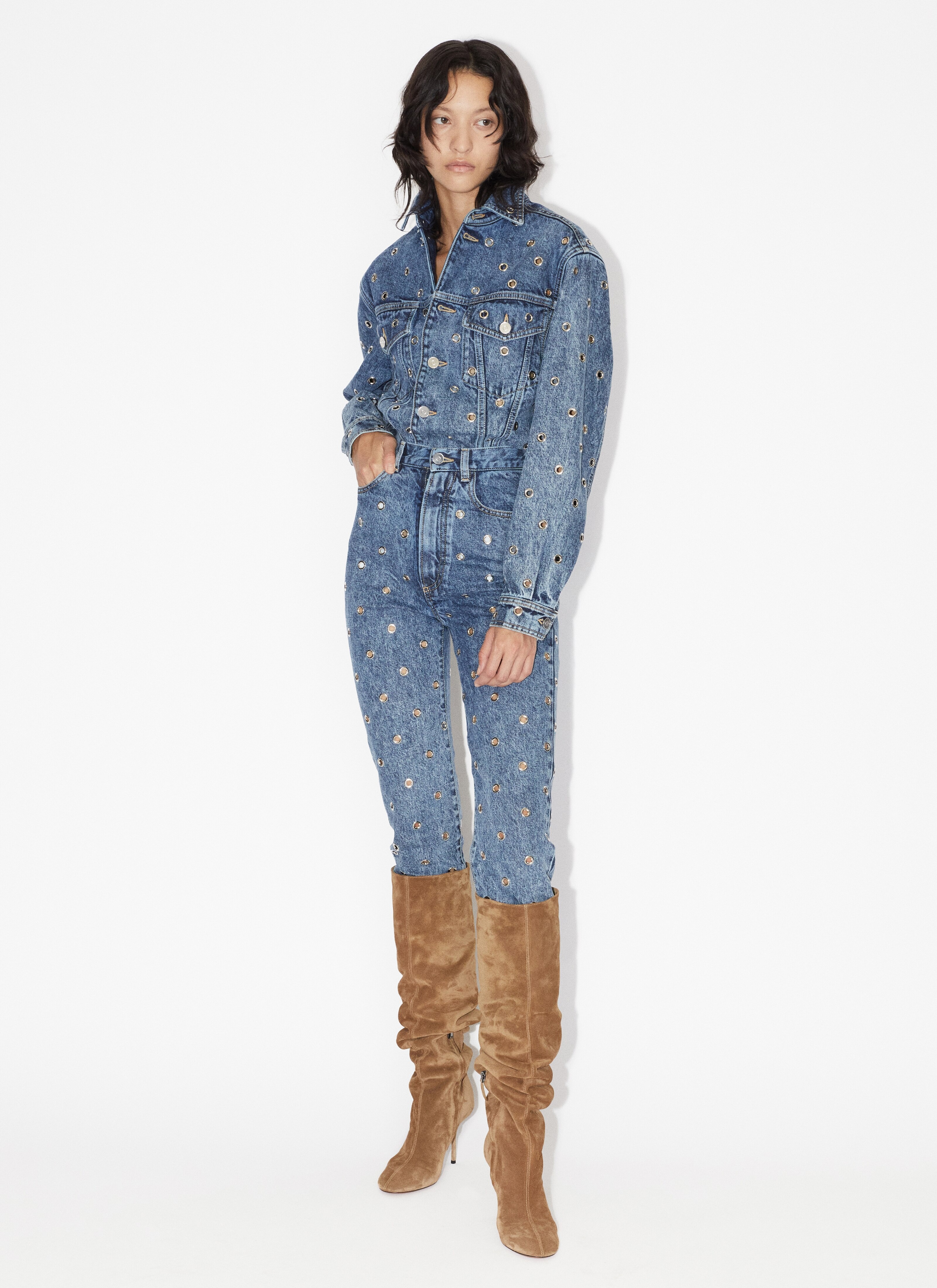 EYELET DENIM JEANS - 2