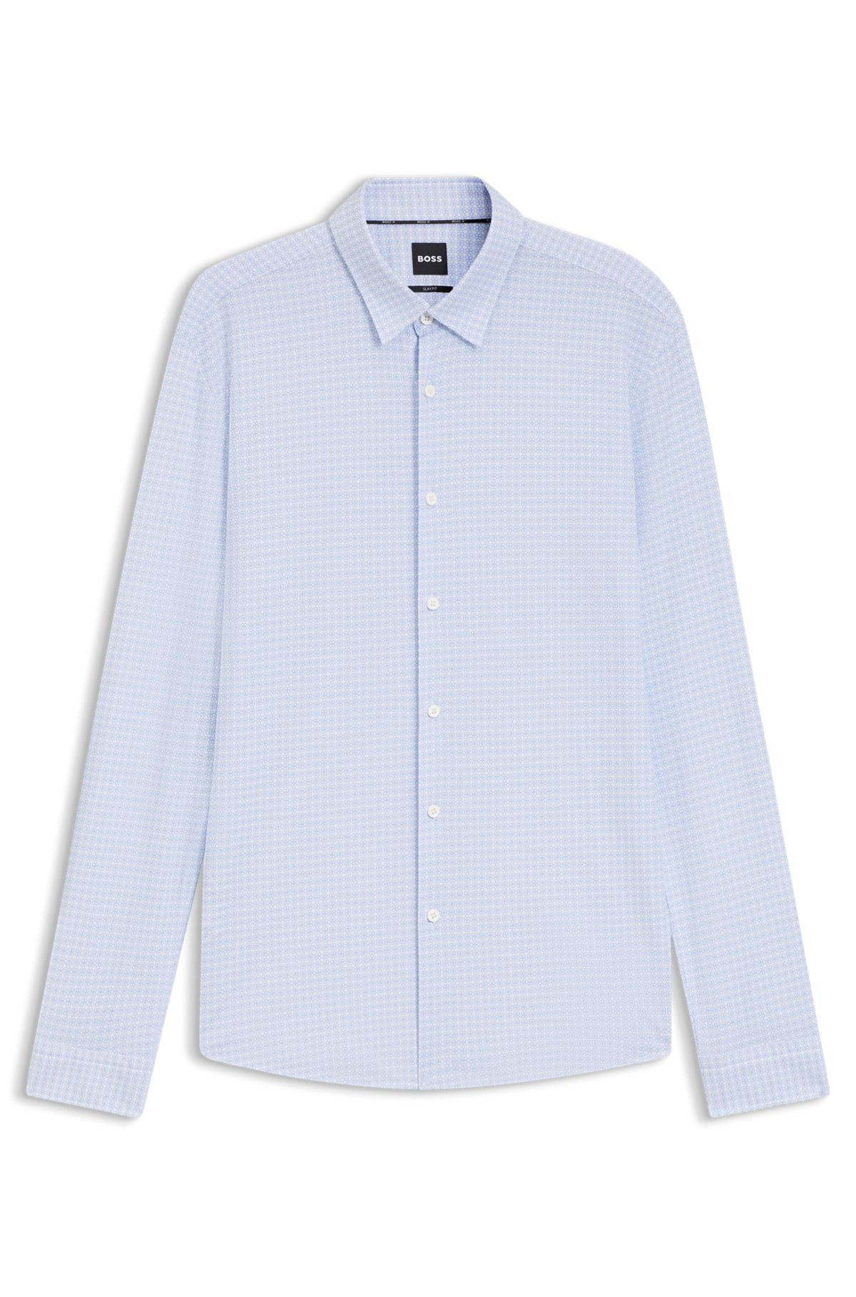 SLIM-FIT SHIRT IN PRINTED FLEX-WEAVE FABRIC - 1