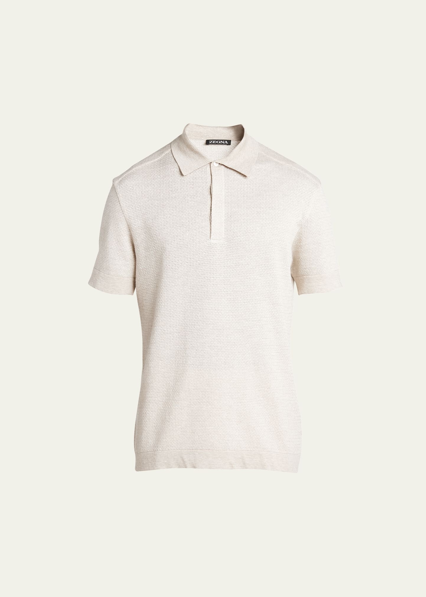 Men's Cotton-Linen Jacquard Polo Shirt - 1