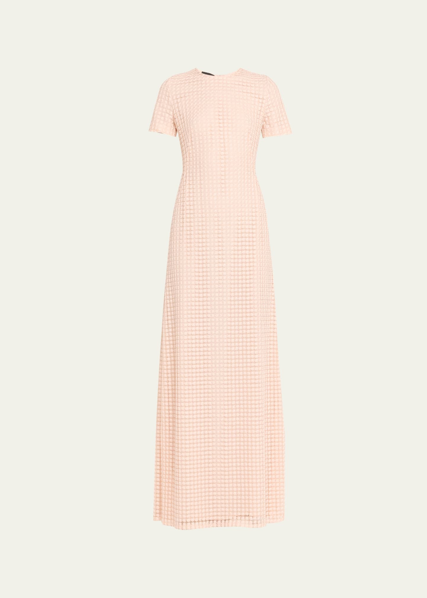 Flower Grid Embroidered Gown with Back Godet - 1
