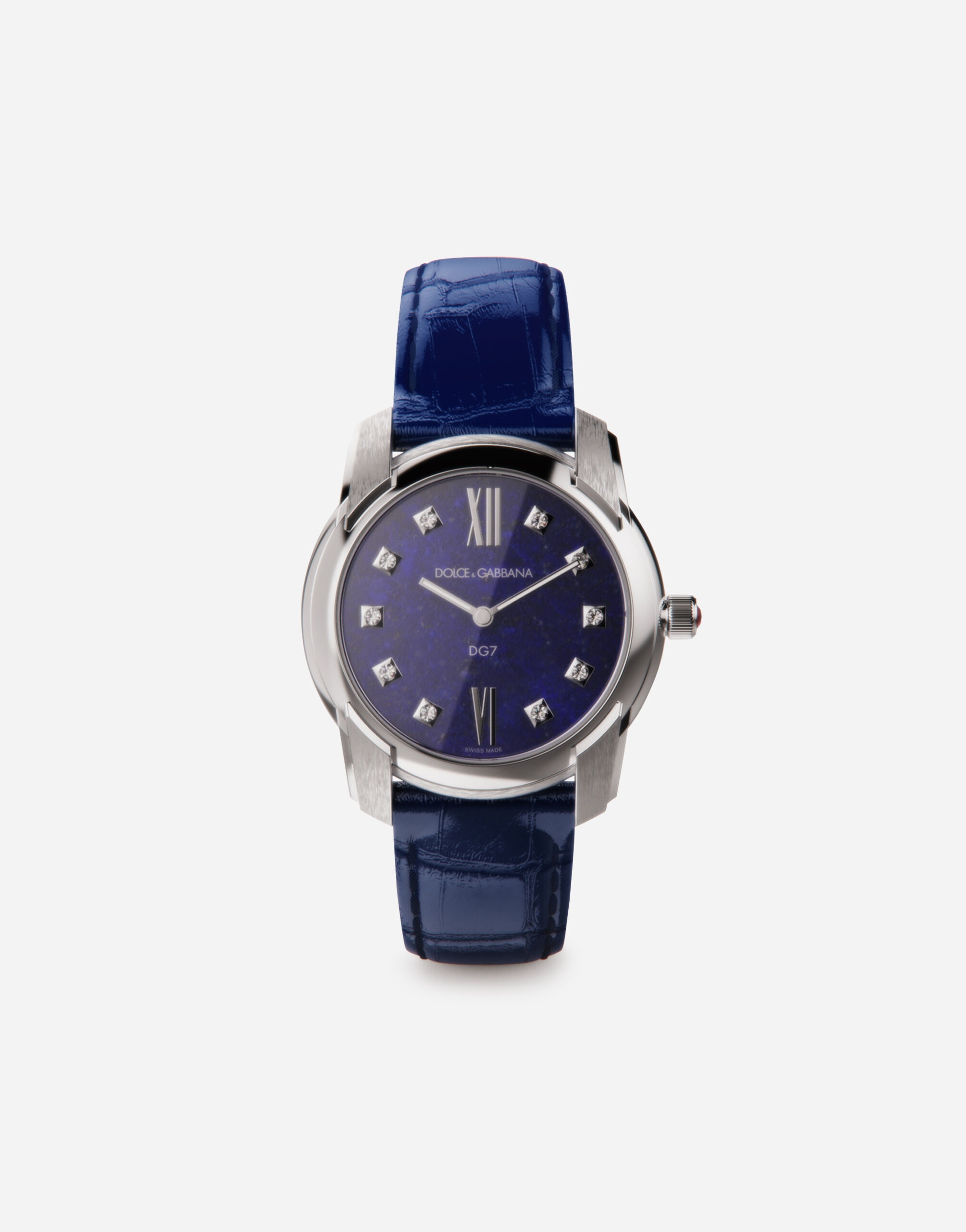 DG7 watch in steel with lapis lazuli and diamonds - 1