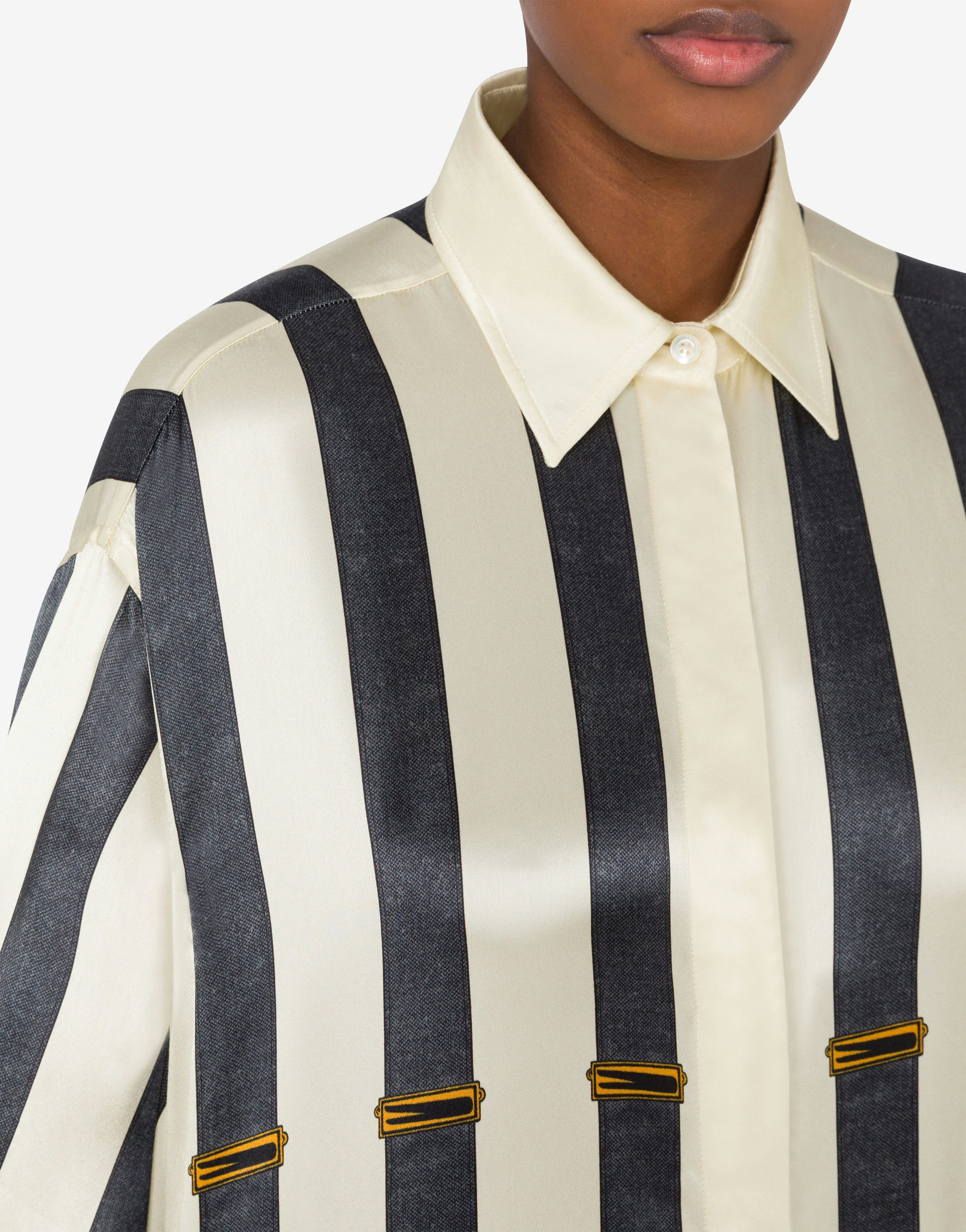 SHIRT IN SATIN SUSPENDERS PRINT - 4
