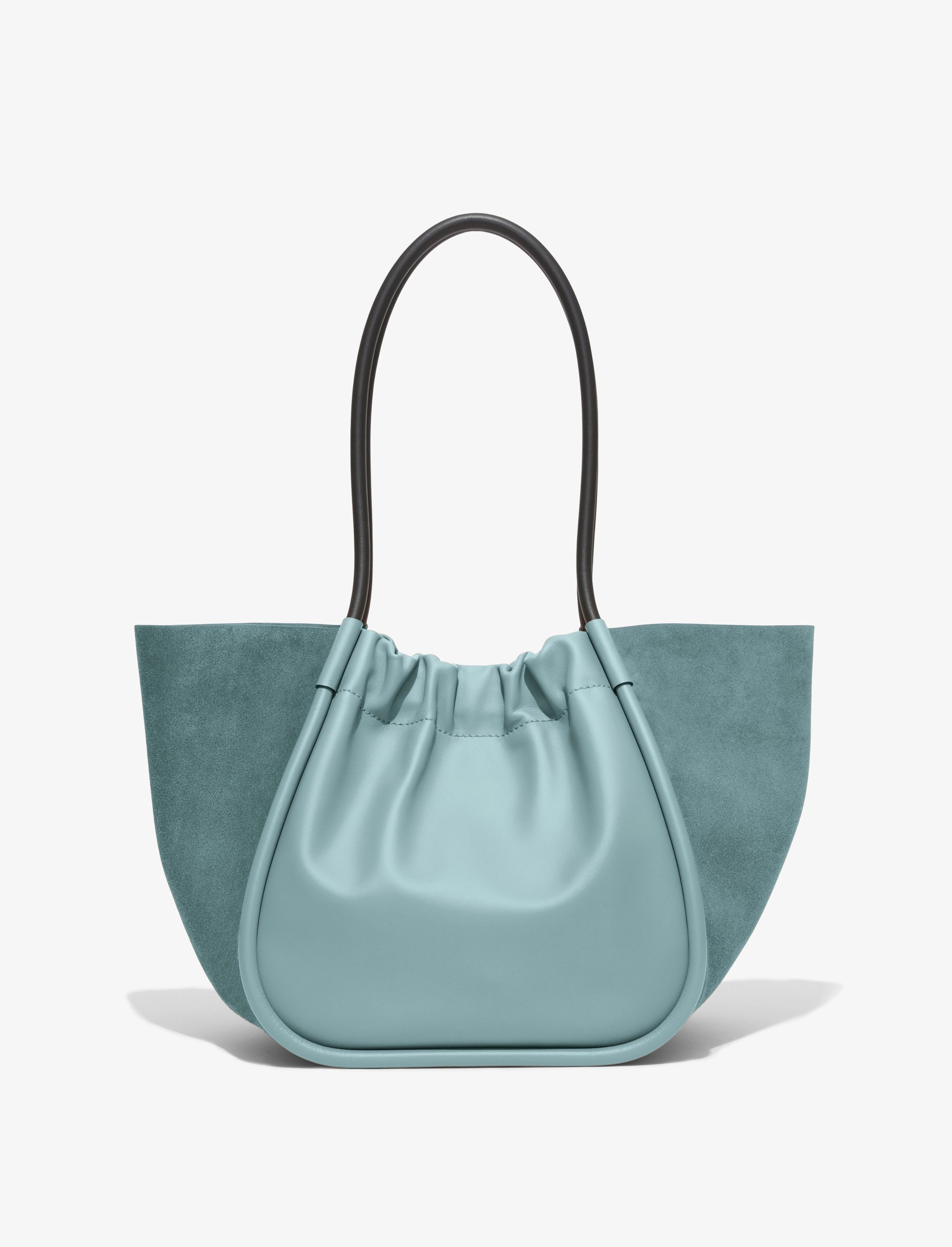 Large Suede Ruched Tote - 4
