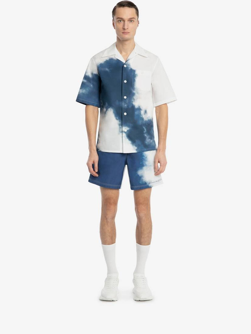 Alexander McQueen Engineered Sky Print Swim Shorts in Navy/white outlook