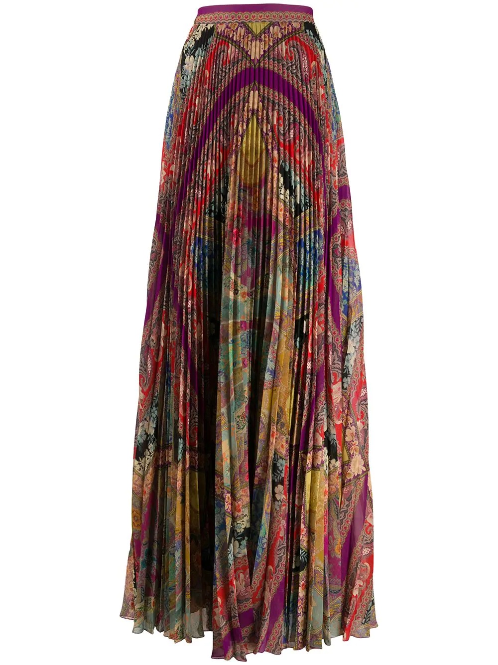 mixed pattern pleated silk skirt - 1