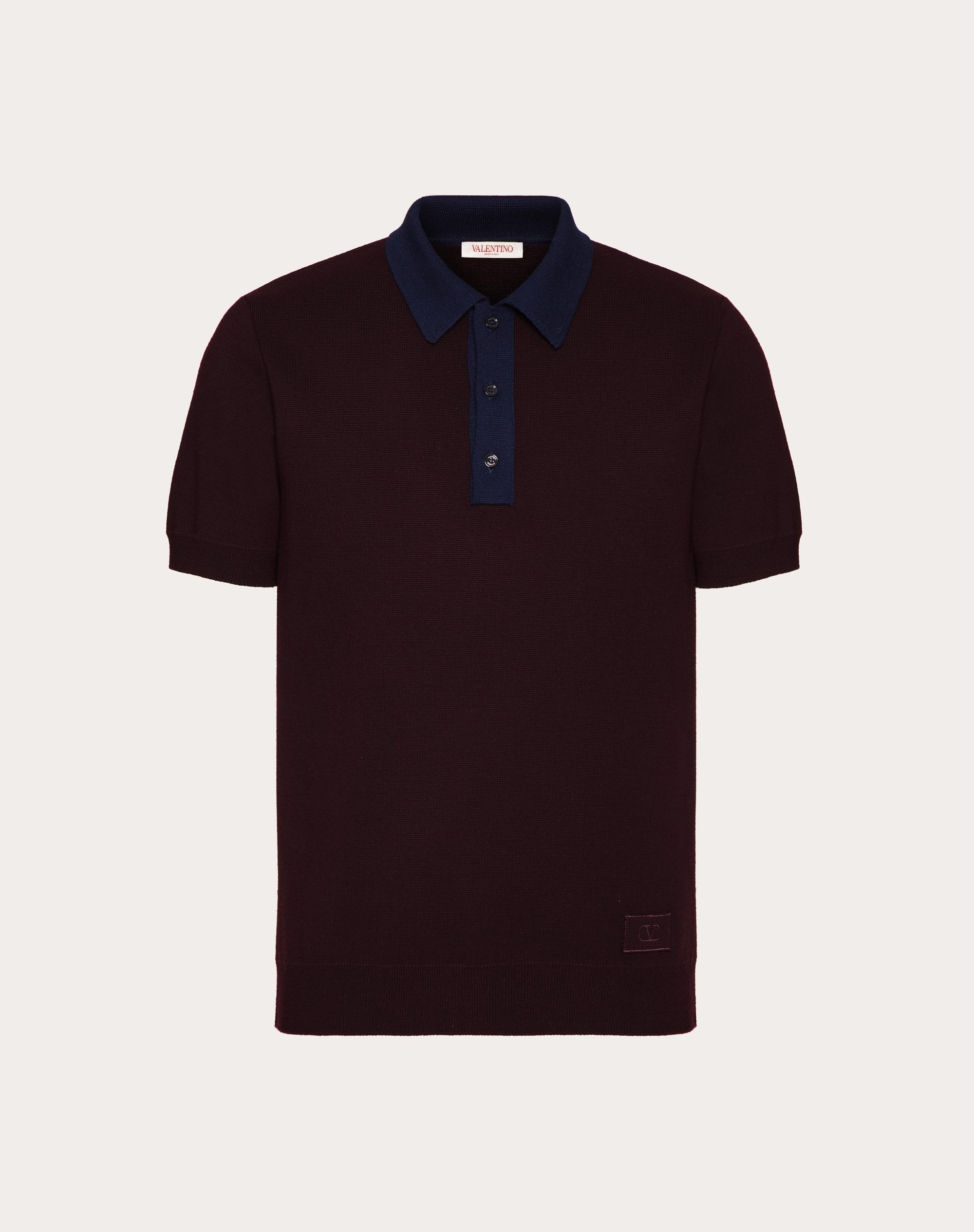 WOOL POLO SHIRT WITH VLOGO SIGNATURE EMBROIDERY - 1