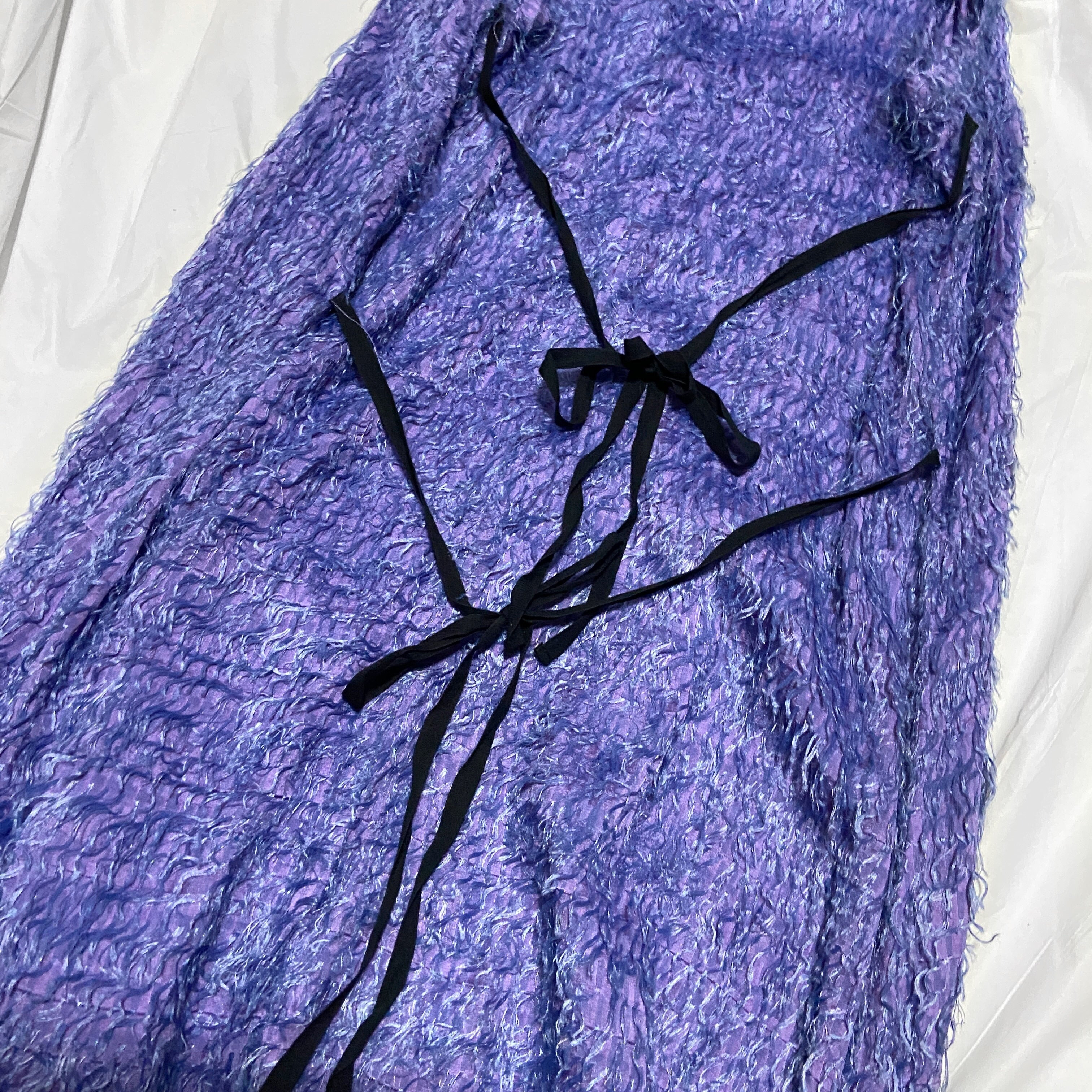 Ann Demeulemeester fall 2008 purple fur like fringe silk dress 36 - 9