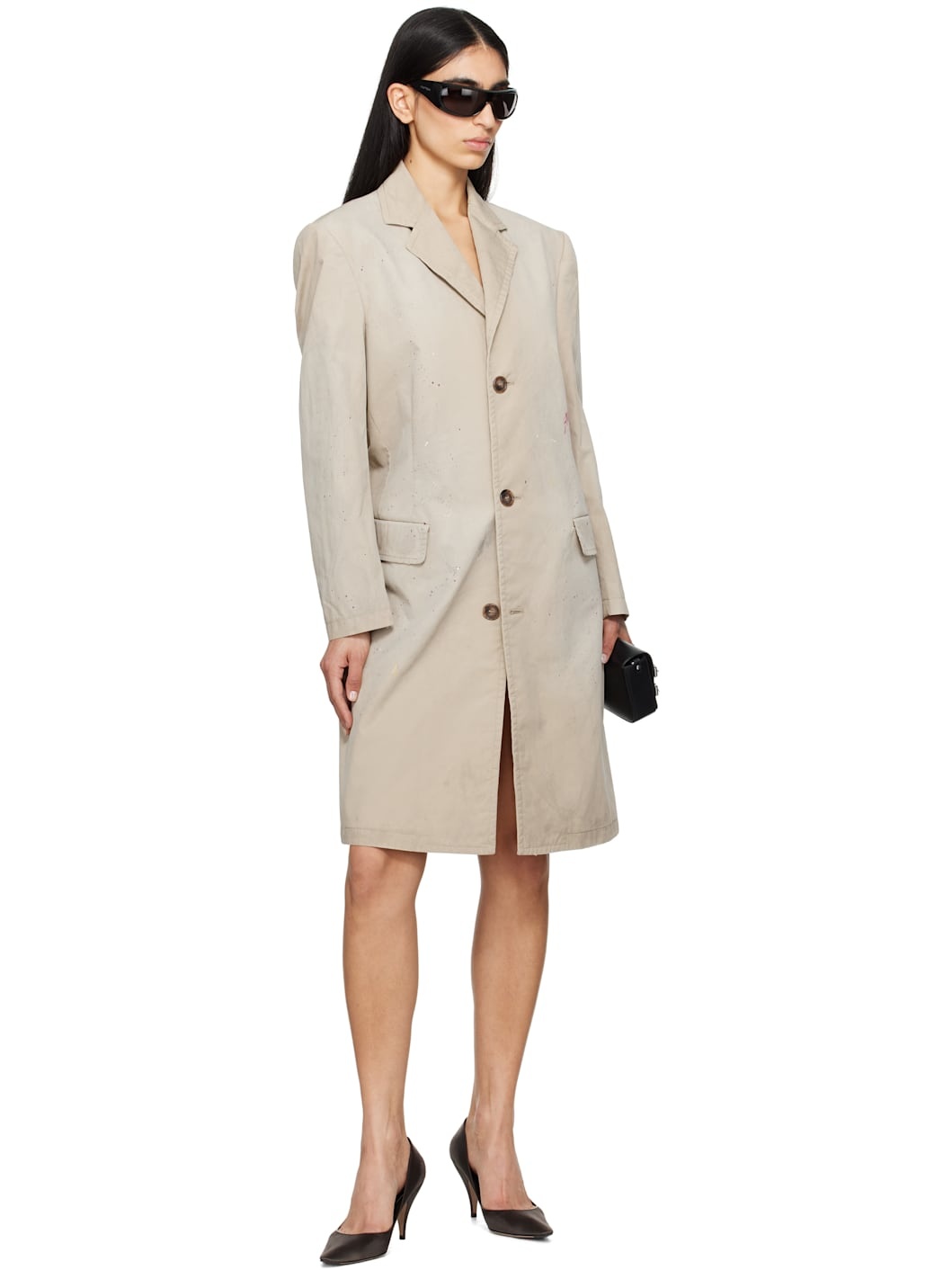 Beige Cotton Gabardine Trench Coat - 4