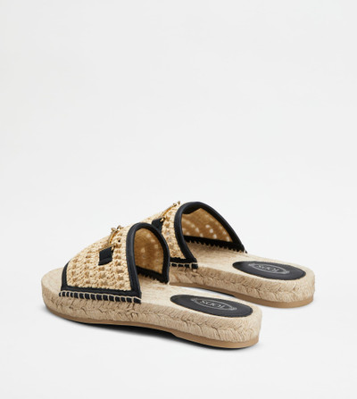 Tod's SANDALS IN LEATHER AND FABRIC - BLACK, BEIGE outlook