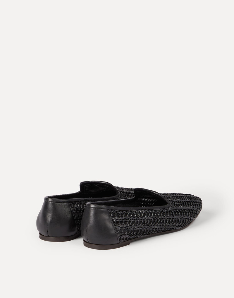 Brunello Cucinelli Techno raffia and calfskin flats outlook