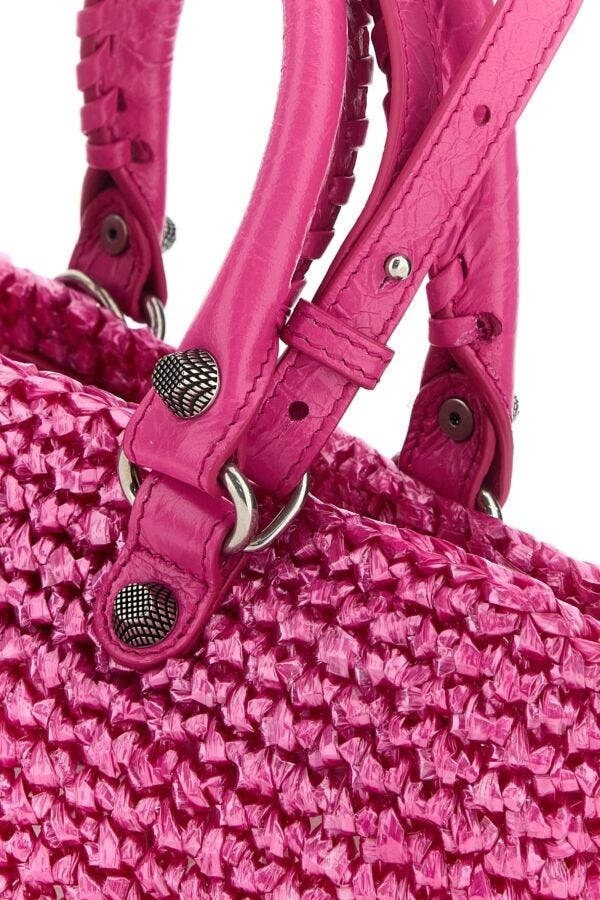 ハンドバッグ Balenciaga Fuchsia Raffia Small Le Cagole Panier Handbag Balenciaga Small Le Cagole Panier Tote Bag | Pink | FARFETCH