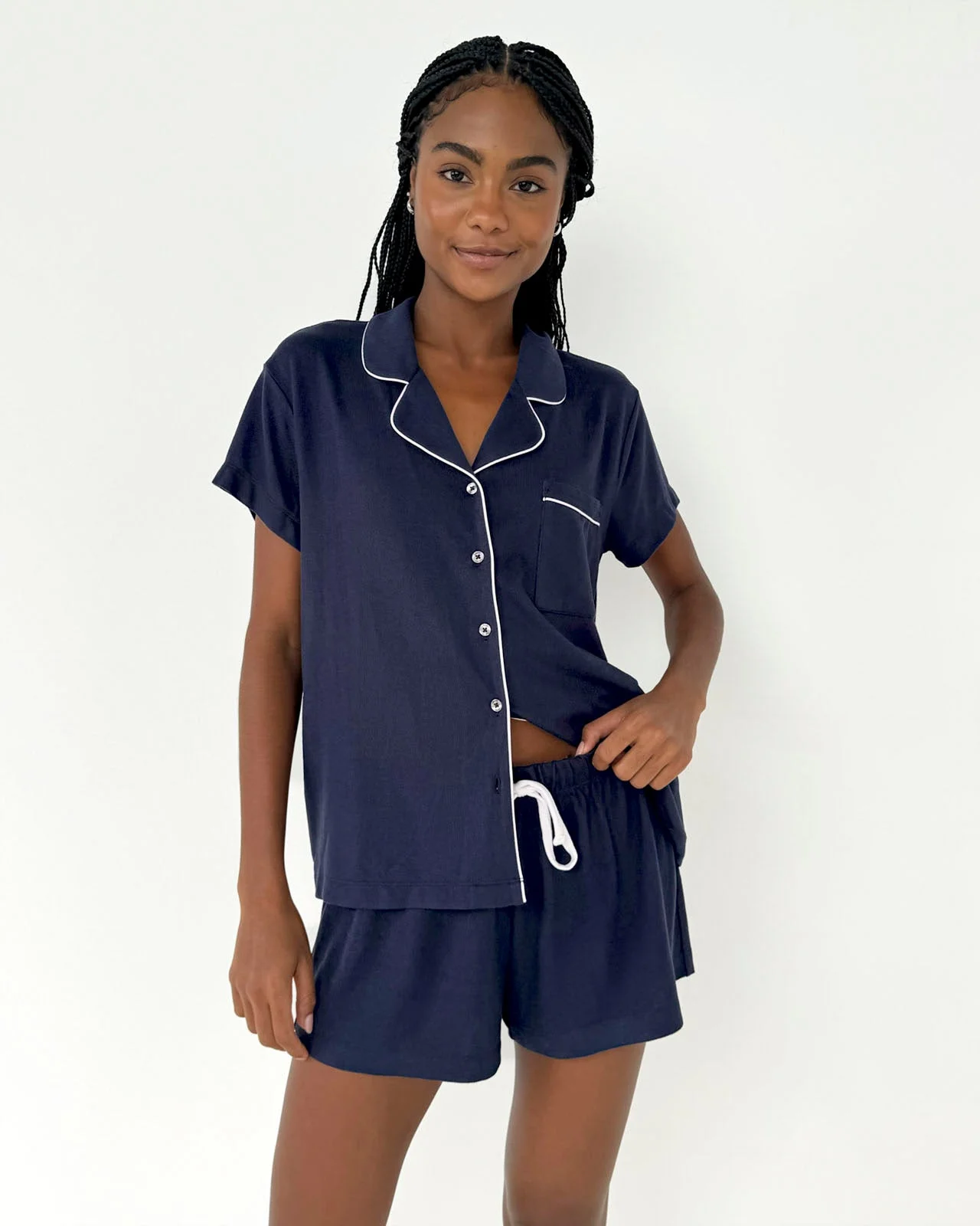 Navy Flora Pillowsoft Short Set - 1