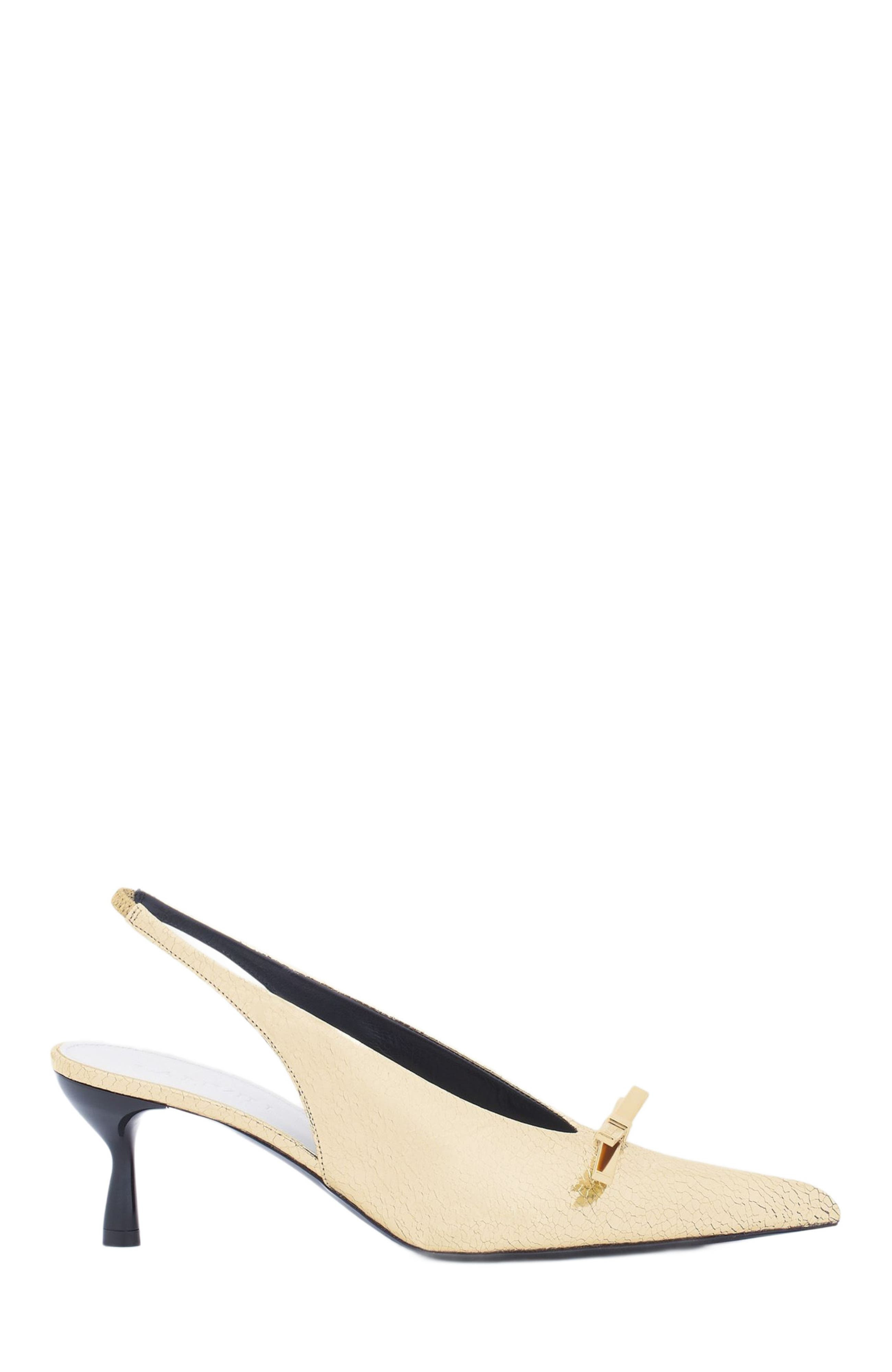 Lanvin BOW SLINGBACK PUMPS IN CRACKLED METALLIC LEATHER in Gold at Nordstrom - 1