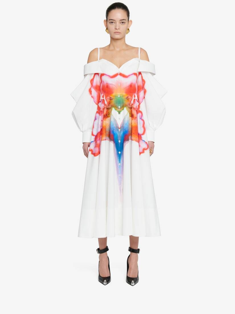 Women's Off-the-shoulder Shirt Dress in Optic White - 2