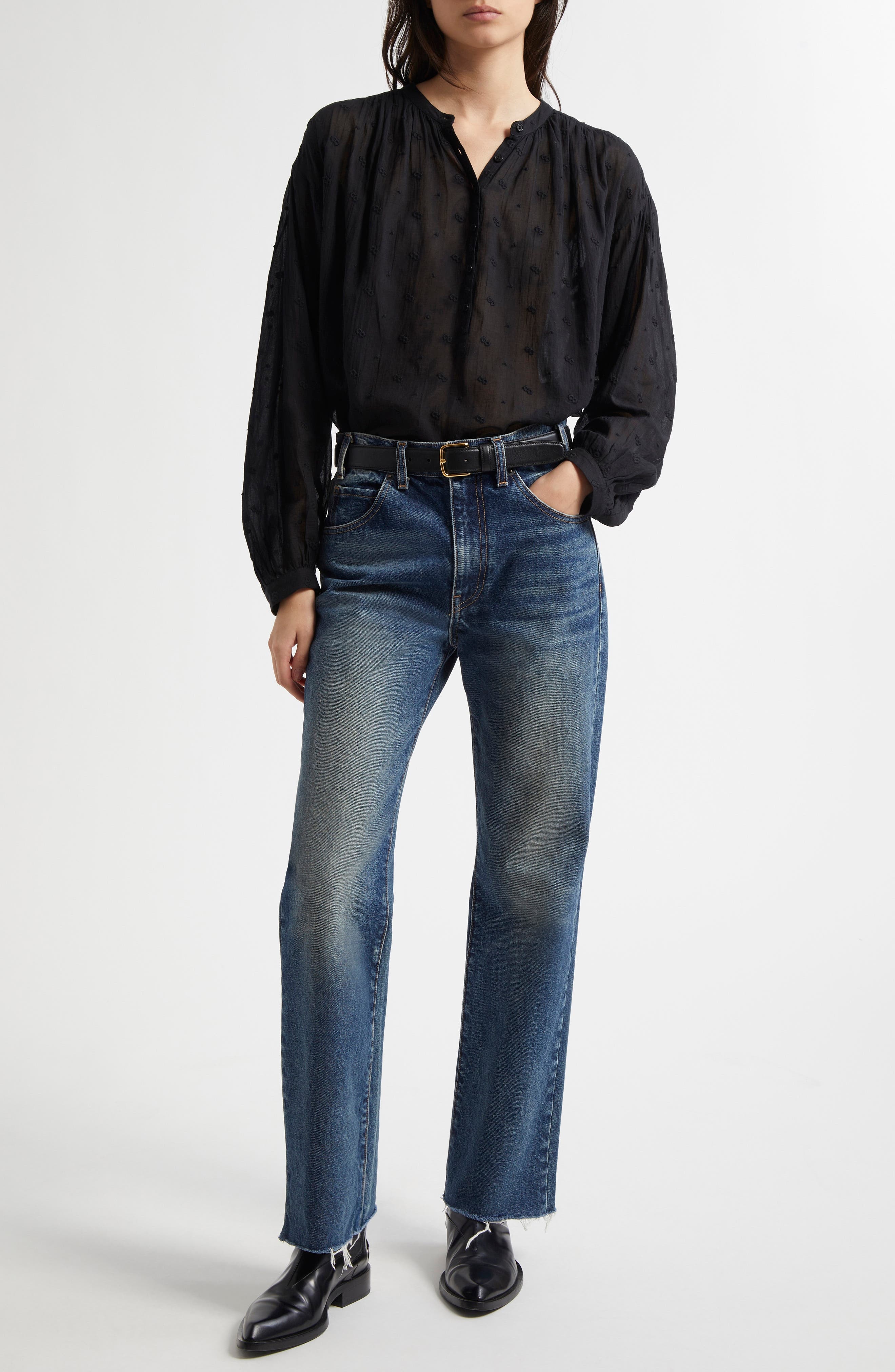 Nili Lotan Neville Embroidered Shirt in Black at Nordstrom - 2
