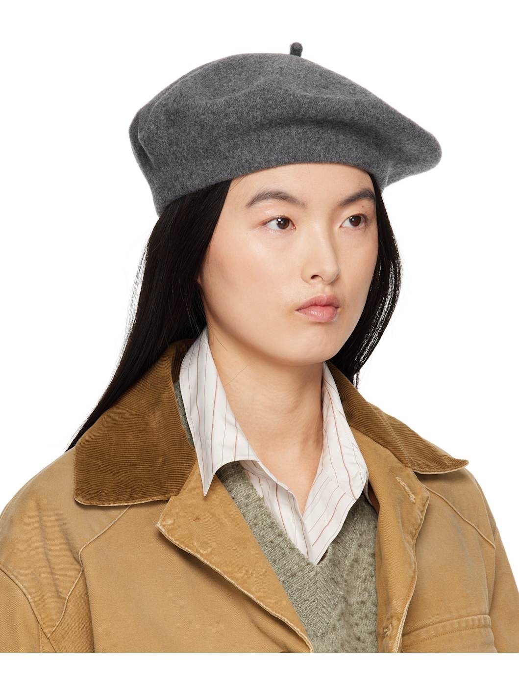 Gray Heavy Wool Beret - 2