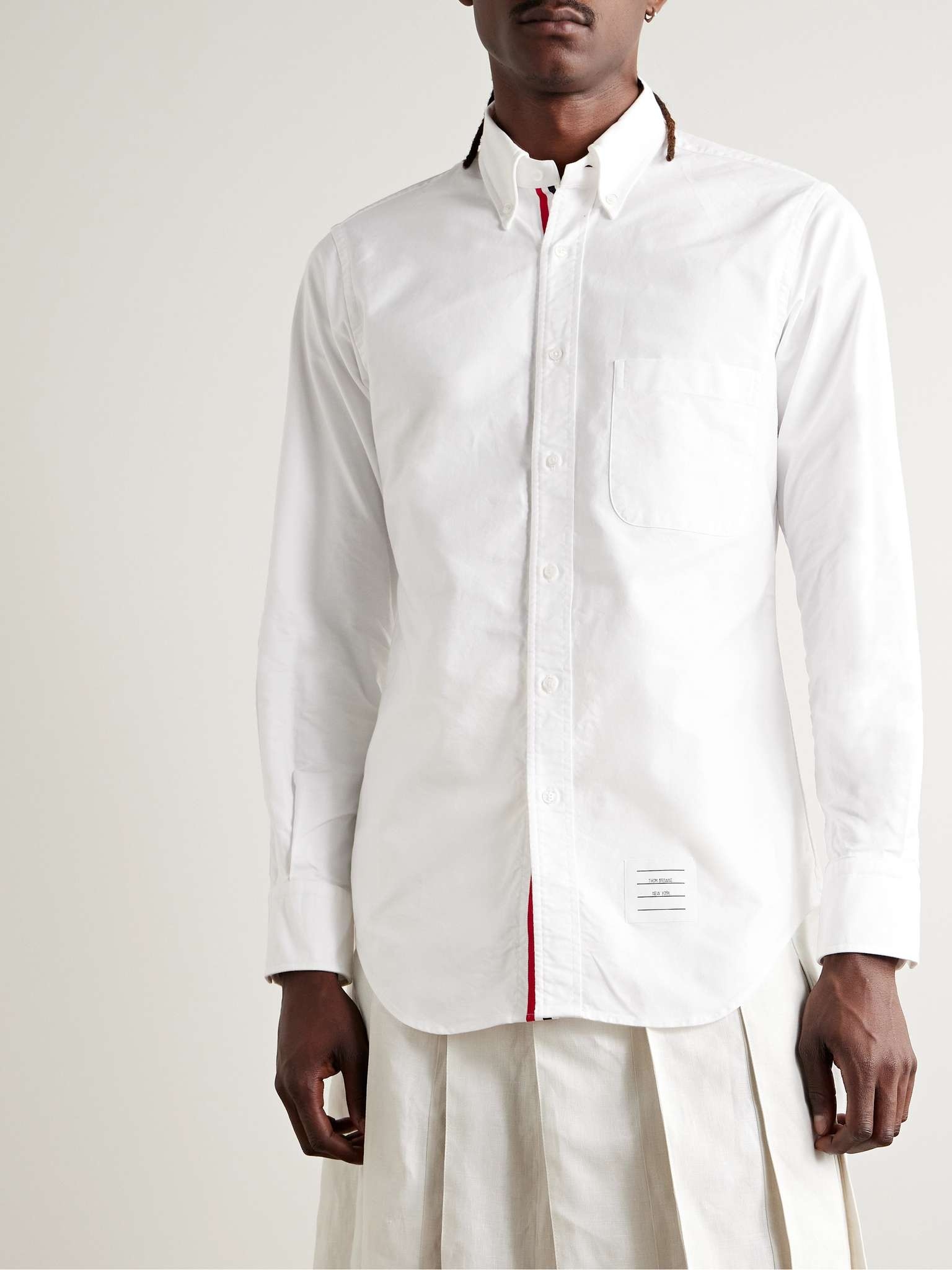 Slim-Fit Button-Down Collar Logo-Appliquéd Cotton Oxford Shirt - 3
