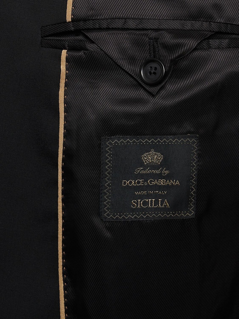 Double breasted peak lapel wool suit - 6