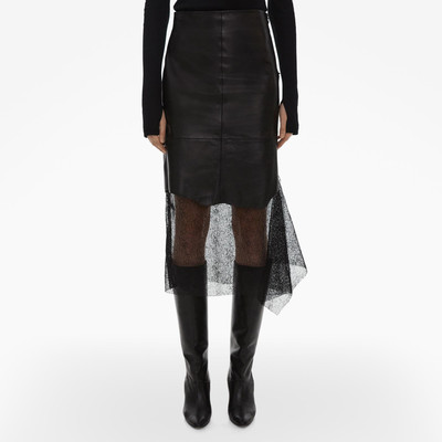 Helmut Lang LACE-TRIMMED LEATHER SKIRT outlook