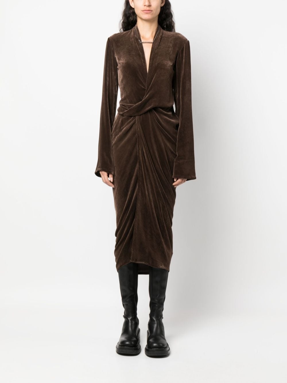 Rick Owens wrap velvet midi dress REVERSIBLE