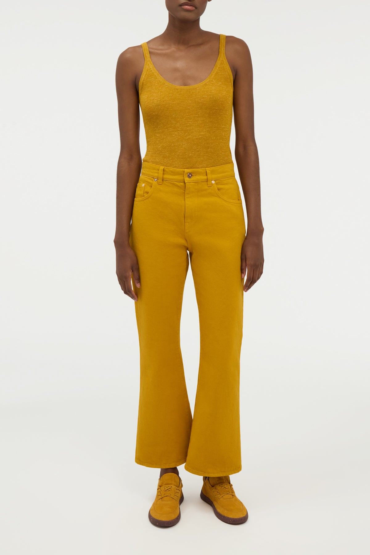 Cinxia Knit Tank Top in Golden Birch Cashmere Silk with Hemp - 3
