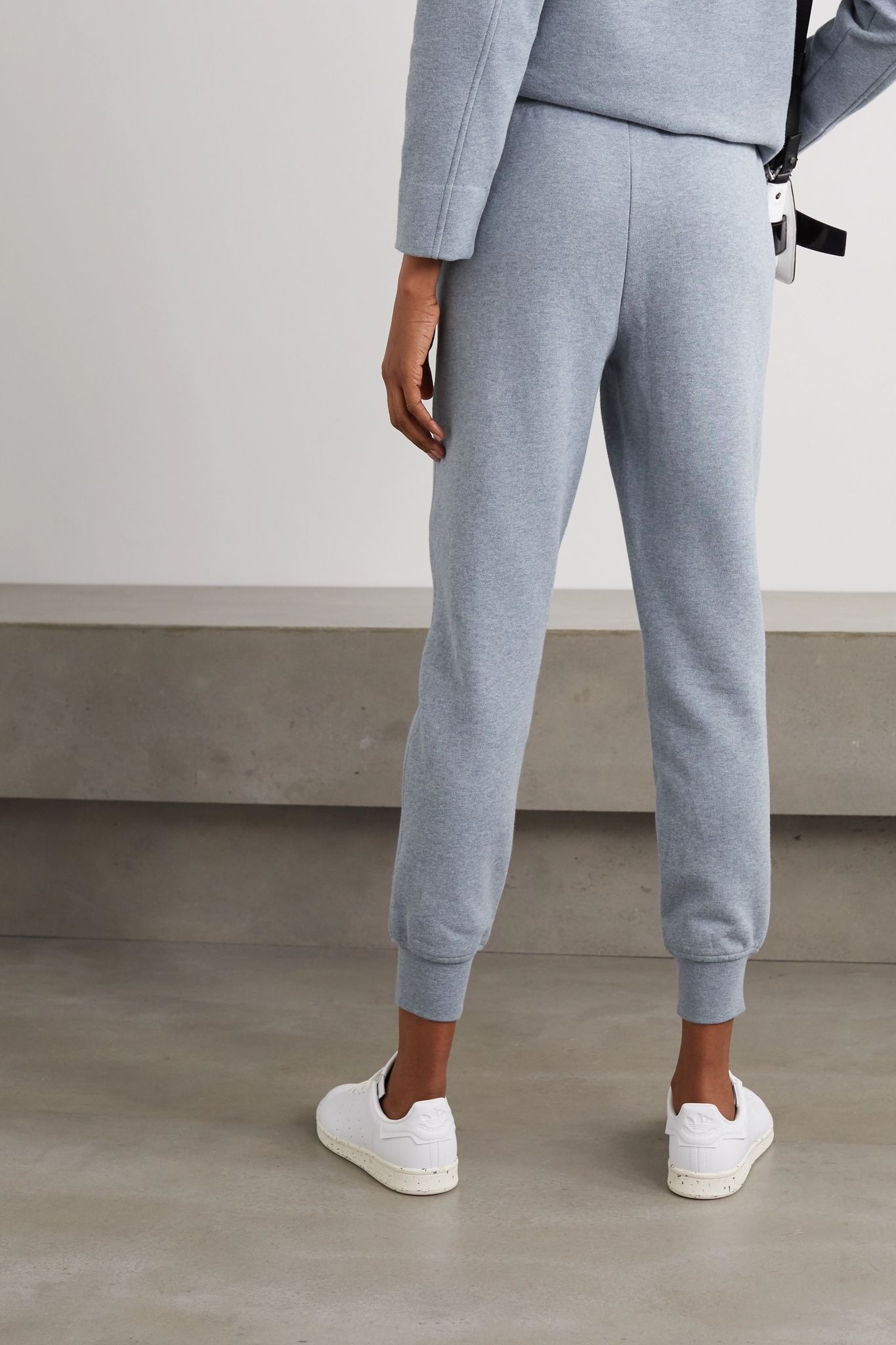 Mélange cotton-blend jersey track pants - 3