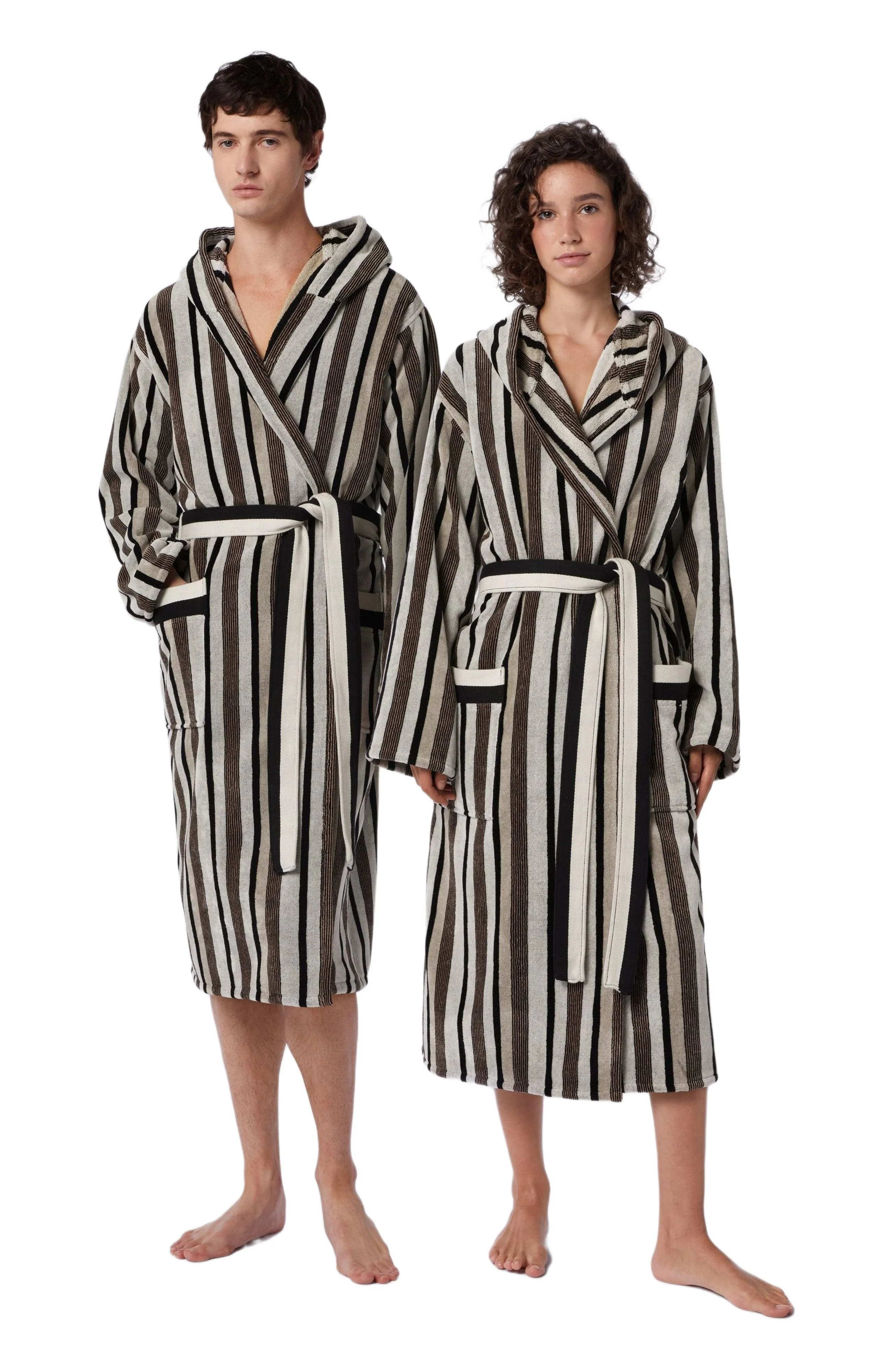 Missoni Home Craig Striped Cotton Terry Bathrobe in Black & White at Nordstrom - 1
