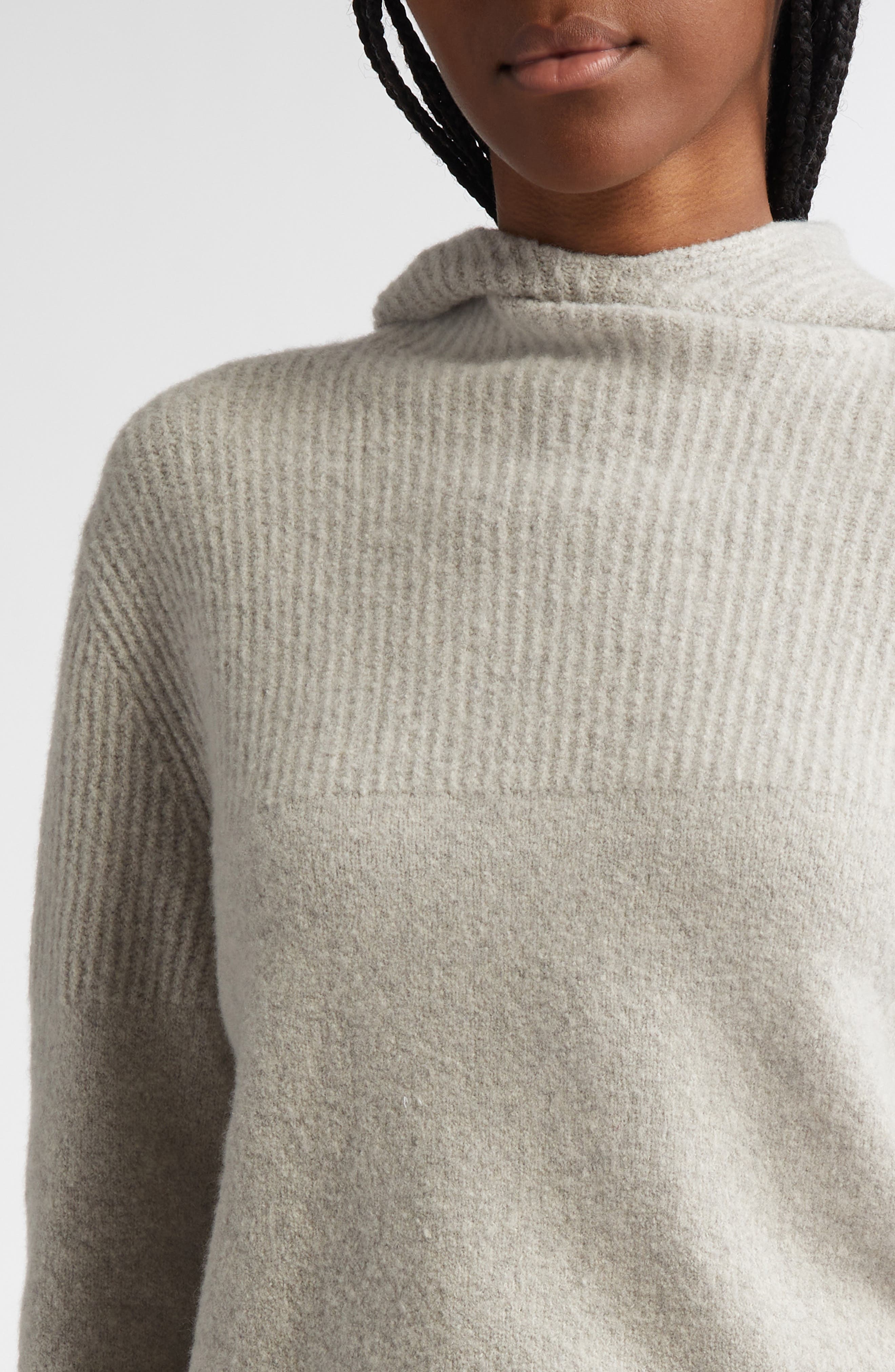 Proenza Schouler Greta Cashmere Blend Sweater Hoodie in Light Grey Melange at Nordstrom - 4