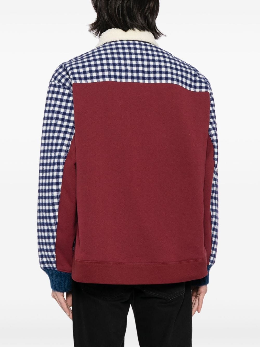 gingham-check flannel shirt jacket - 4