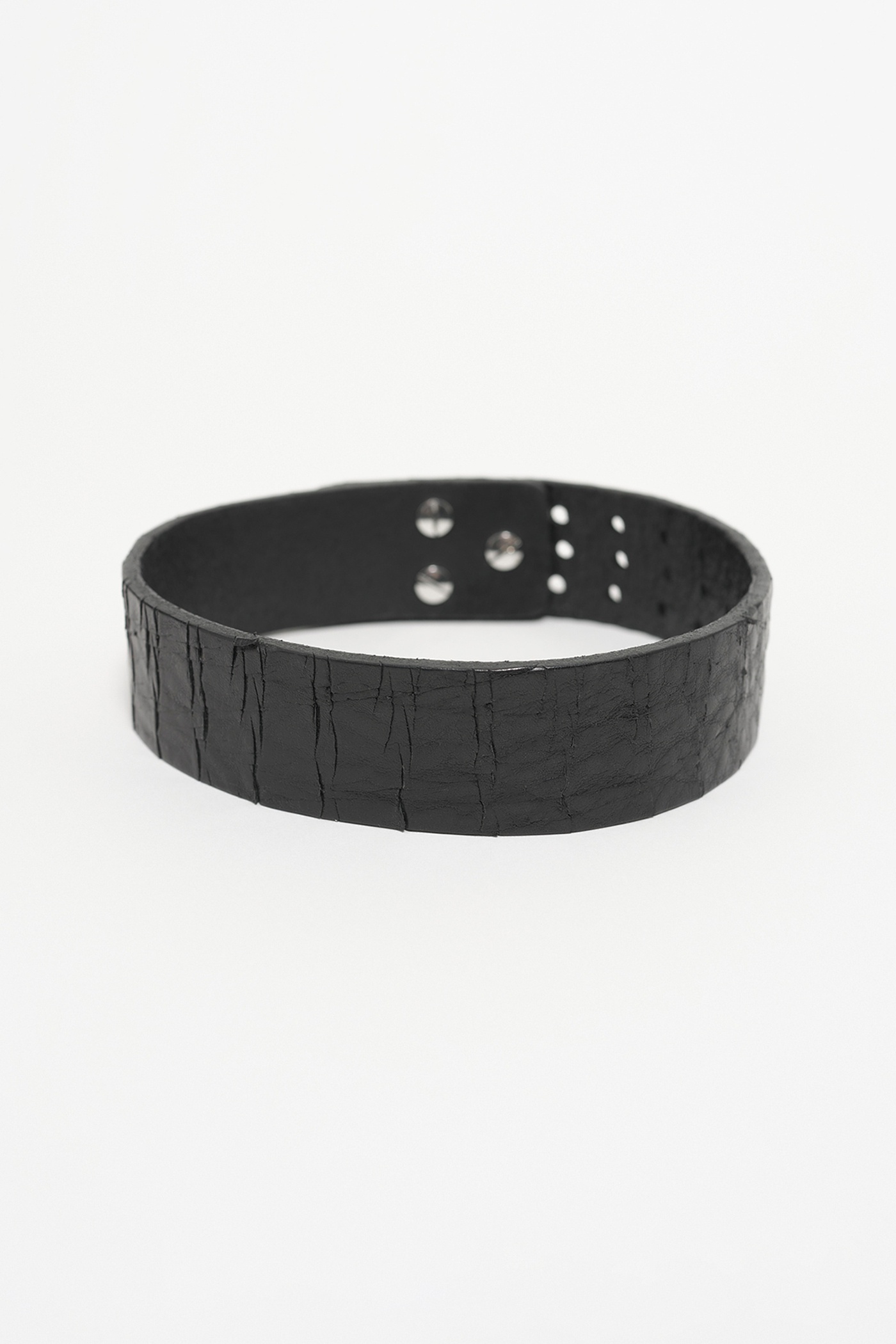 3 cm Choker Laser Crack Black Leather - 1