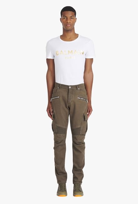 Taupe cotton cargo pants - 4