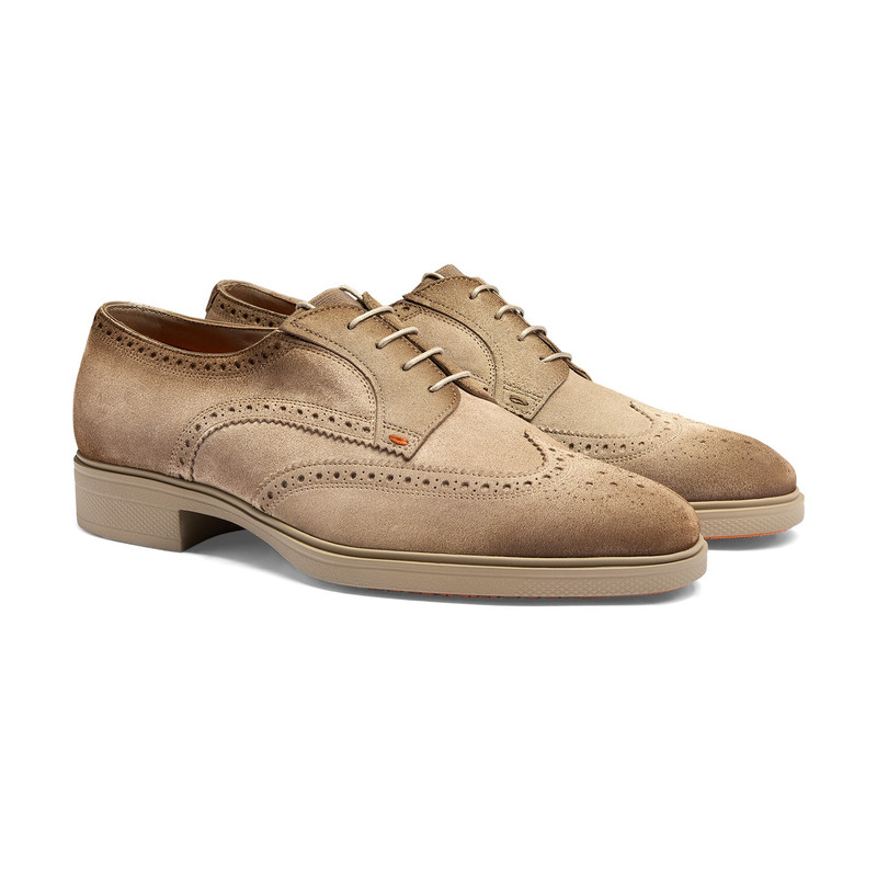 Men's beige suede Easy brogue lace-up 3