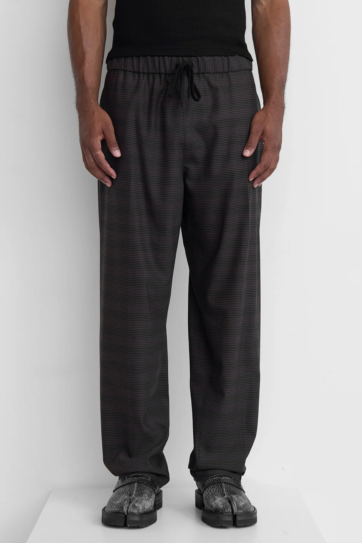 MM6 Check Drawstring Trousers Brown/Black - 5