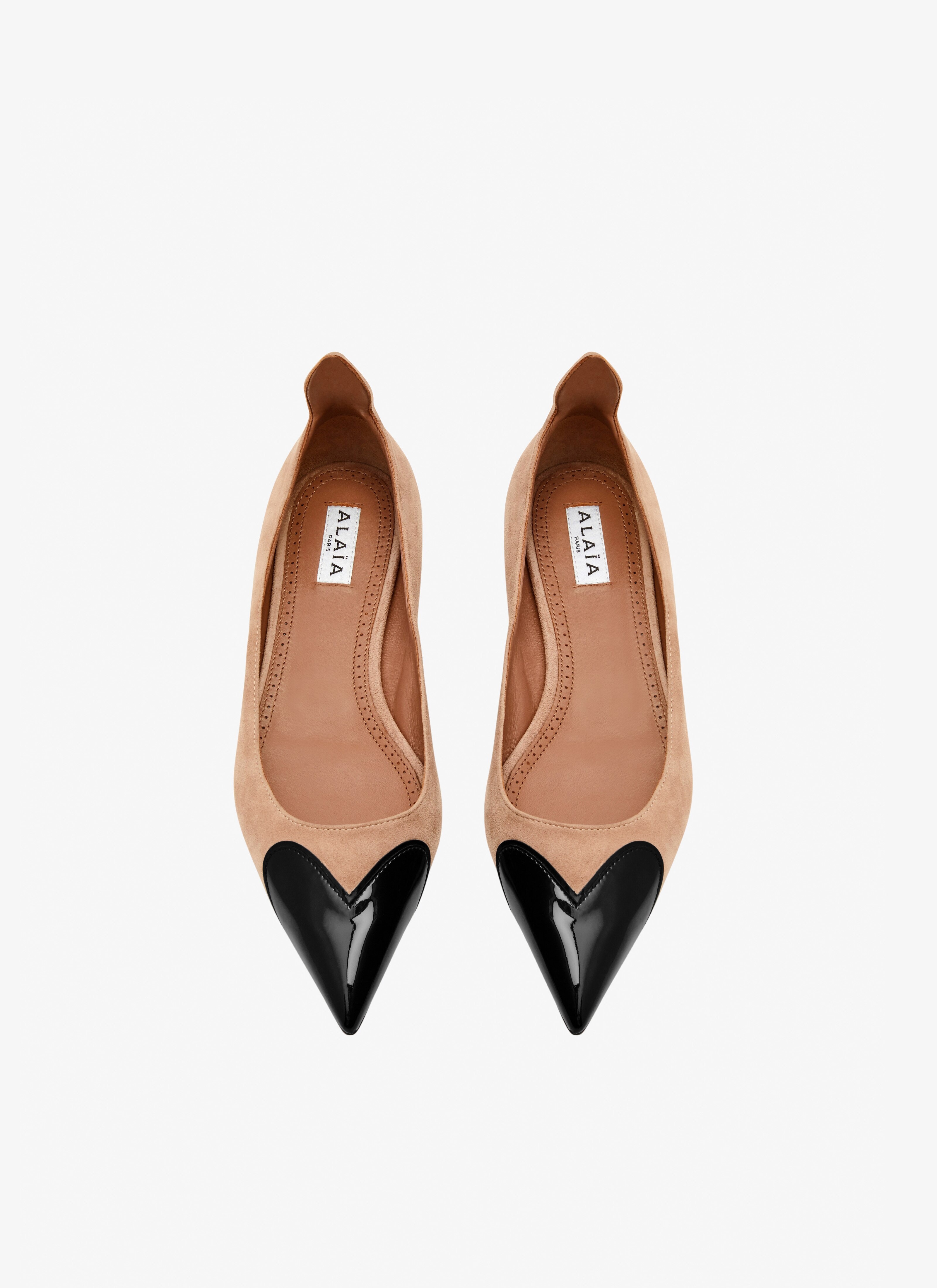 HEART BALLERINAS IN SUEDE GOATSKIN AND PATENT CALFSKIN - 2