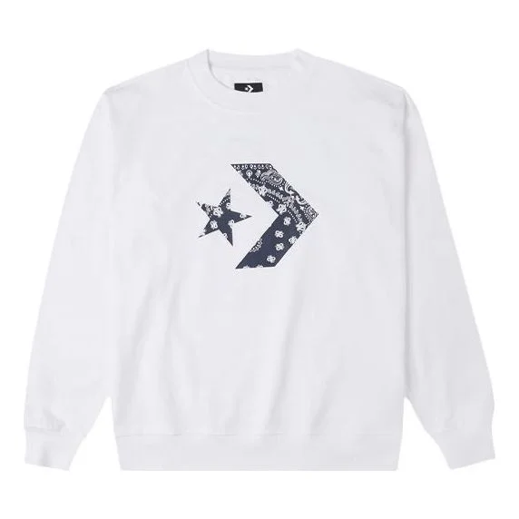 Men's Converse Cashew Logo Knit Sports Round Neck Pullover White 10023164-A01 - 1