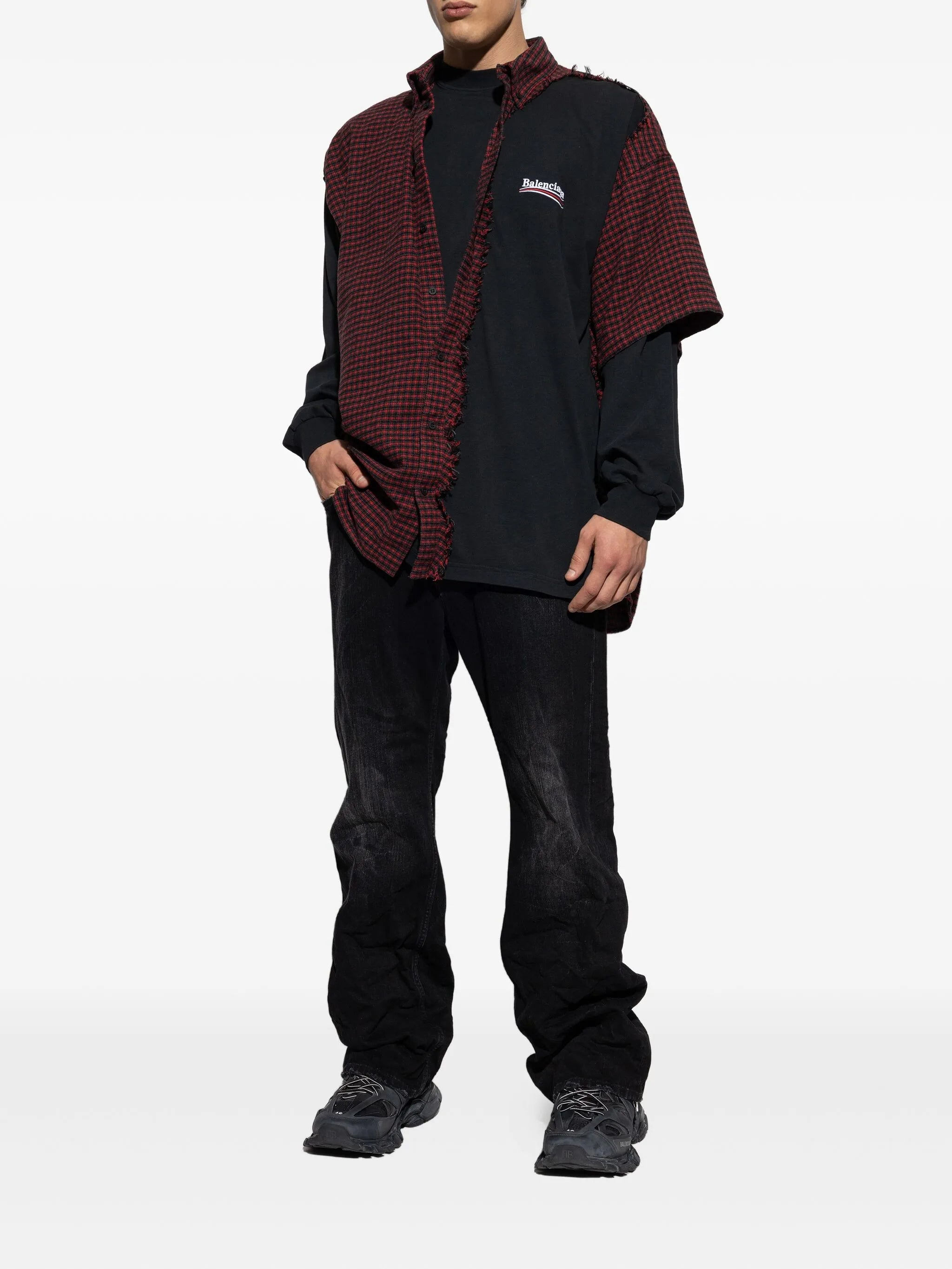 Balenciaga Check Frayed Shirt - 3