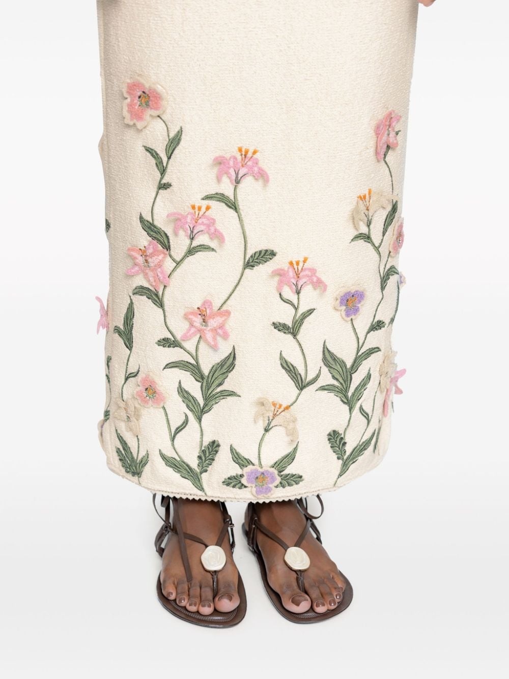 Chlorella floral-embroidery skirt - 4