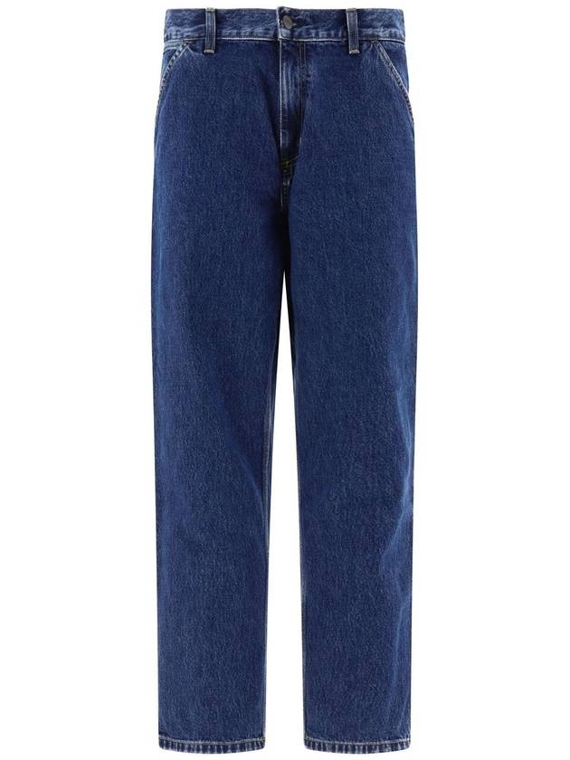 Single Knee Denim Jeans Blue Rinse - 1