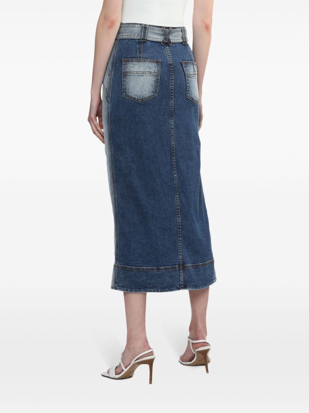 two-tone midi denim skirt - 4