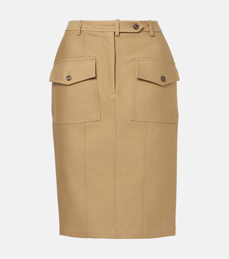 Cotton-blend tricotine midi skirt 1