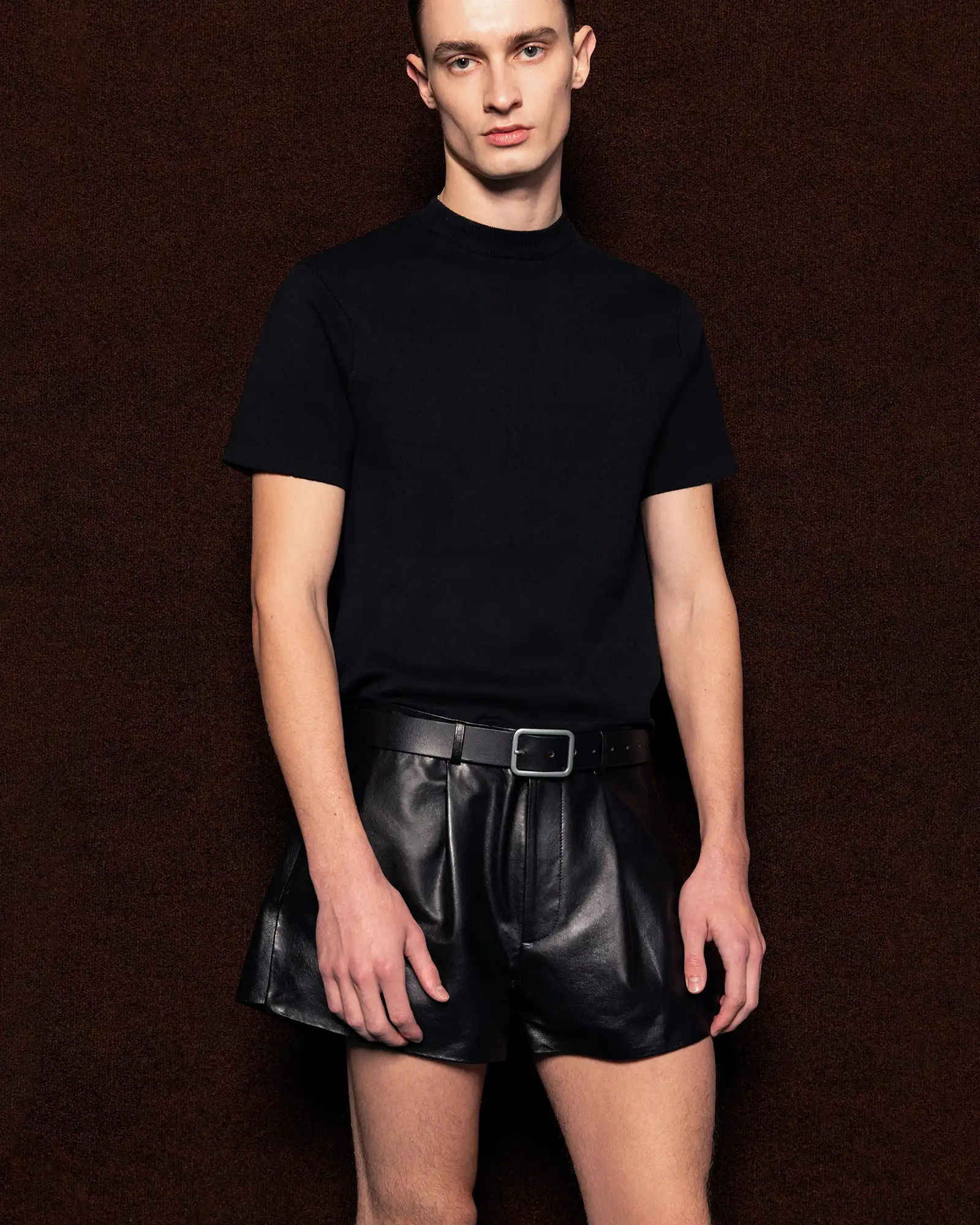 PUNY SHORT BLACK LEATHER - 5
