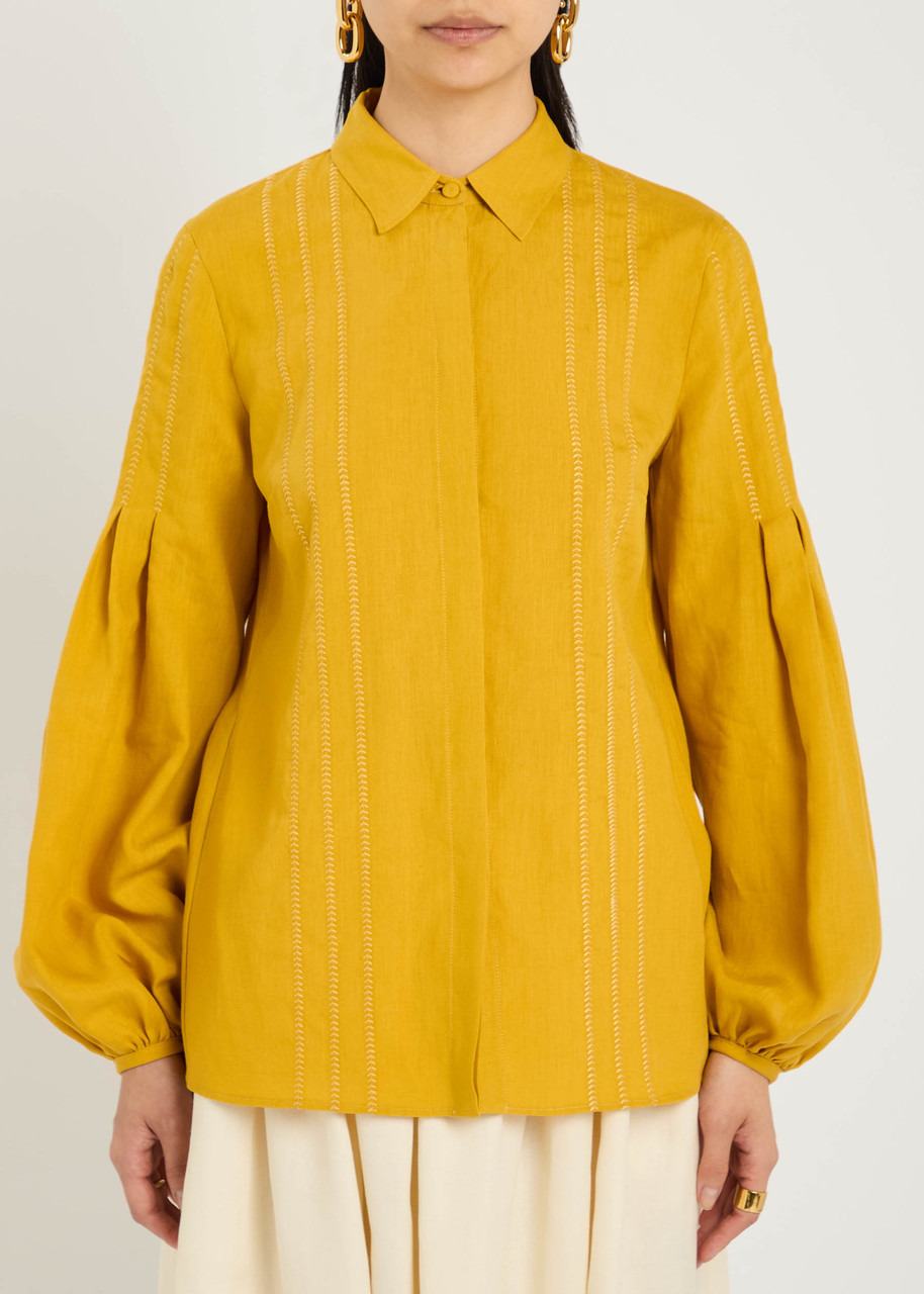 Gabriela Hearst Inga Pleated Linen Blouse - 2