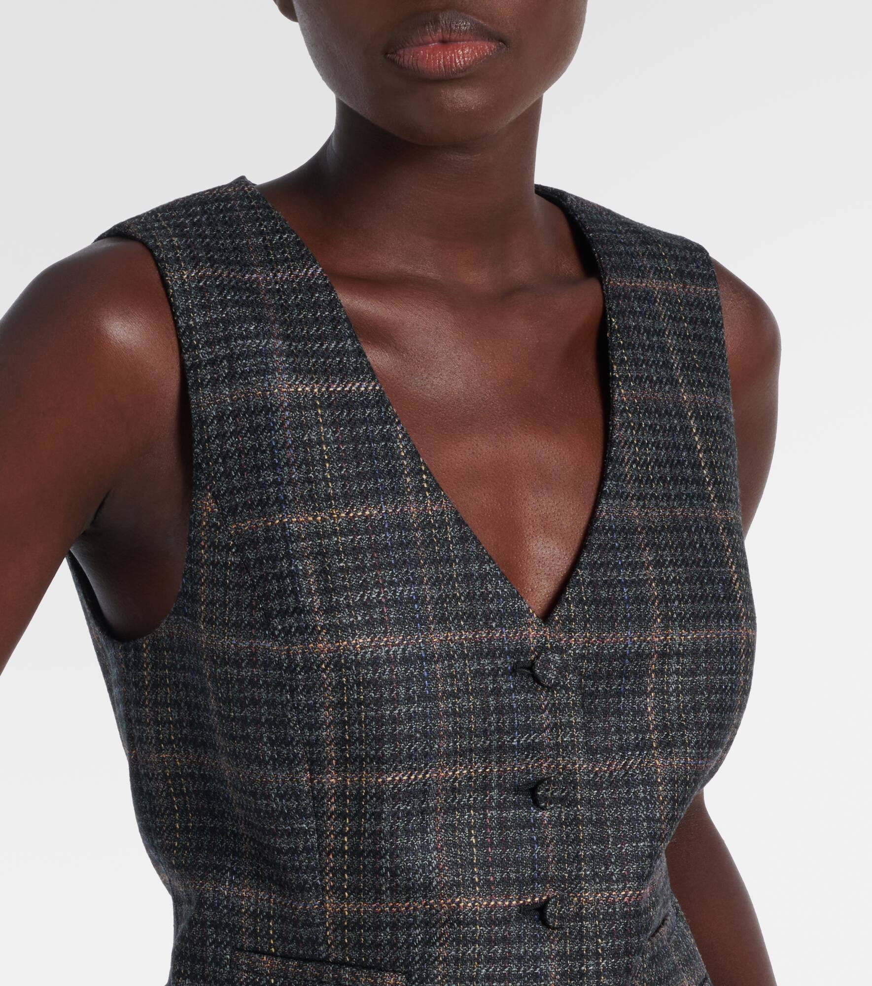Coleridge checked wool and silk vest - 4
