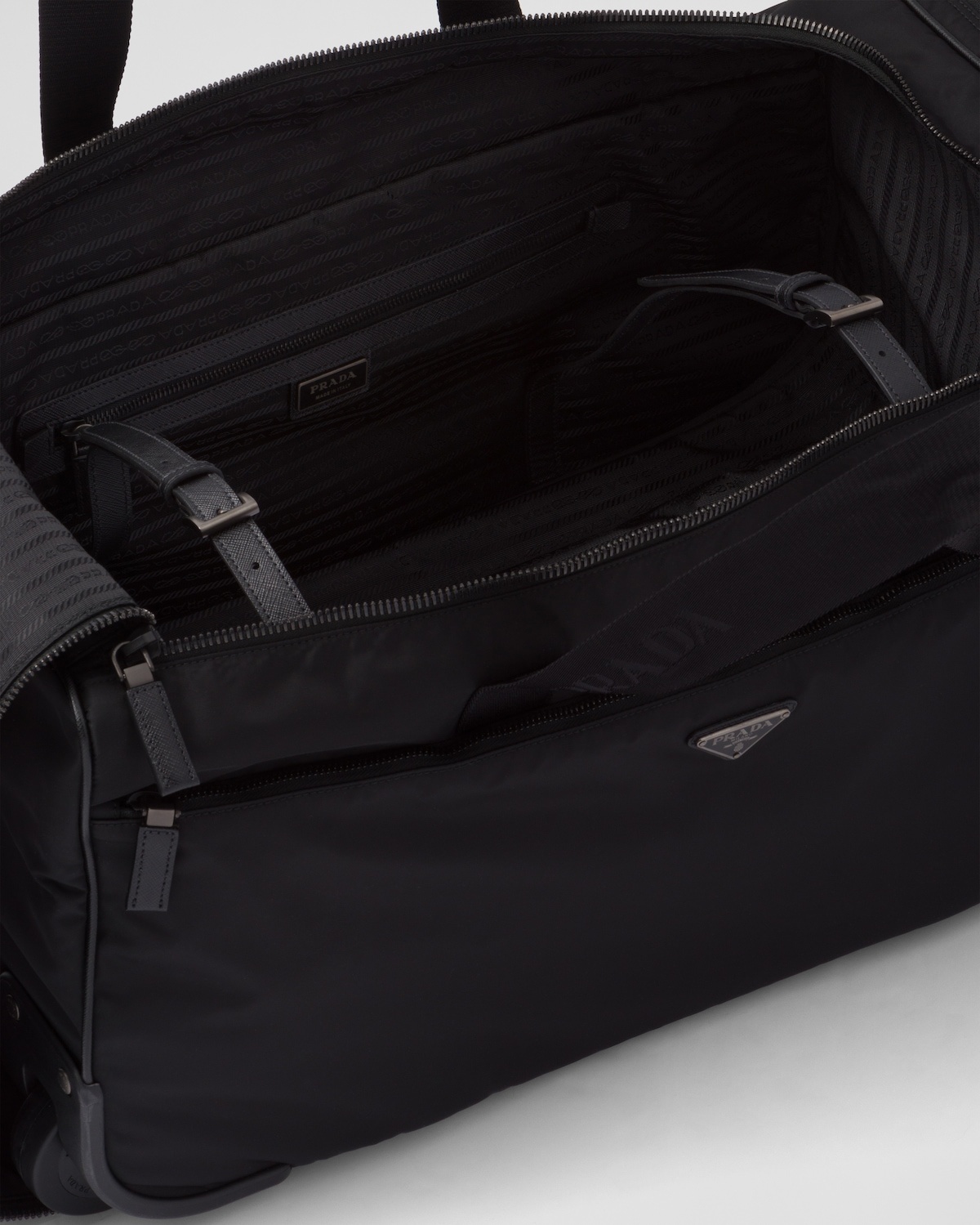 Re-Nylon and Saffiano leather trolley - 5