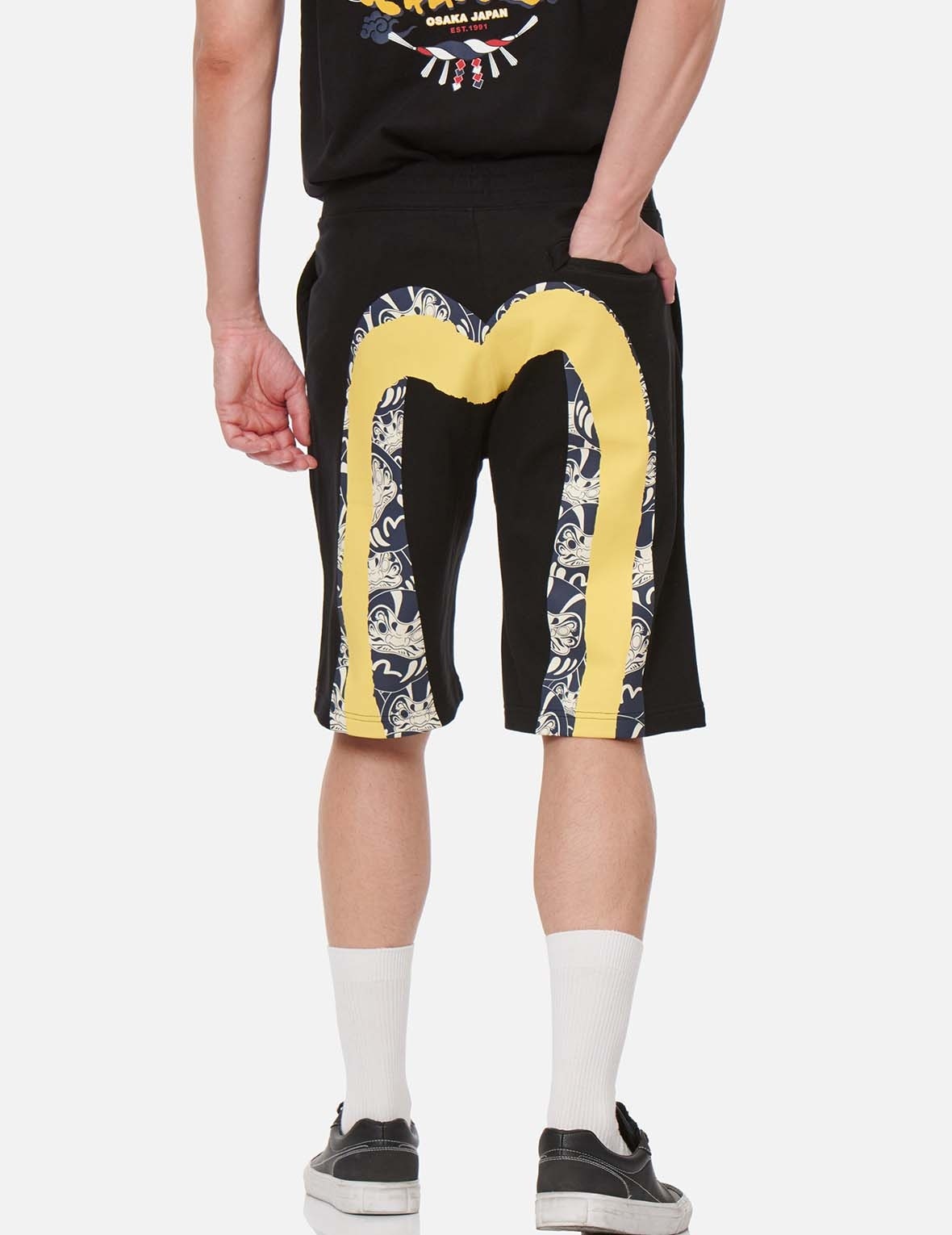 DOUBLE DARUMA DAICOCK PRINT SWEAT SHORTS - 3