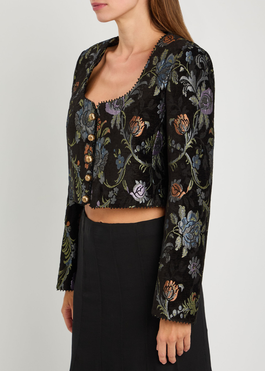 Chloe Floral-brocade Woven Cropped Jacket - 2